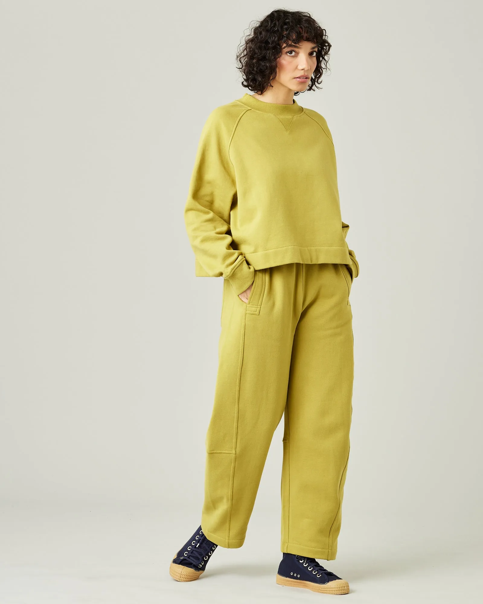 Madi Pistachio Organic Cotton Jersey Trousers sold by Beyond Nine