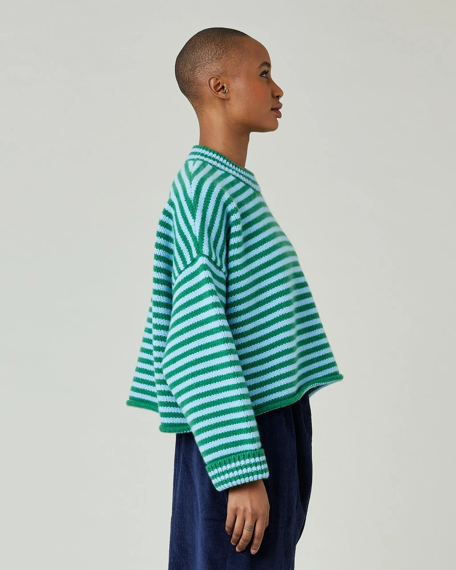 Coco Green & Blue Stripe Knitted Wool Jumper sold by Beyond Nine product image thumbnail 4