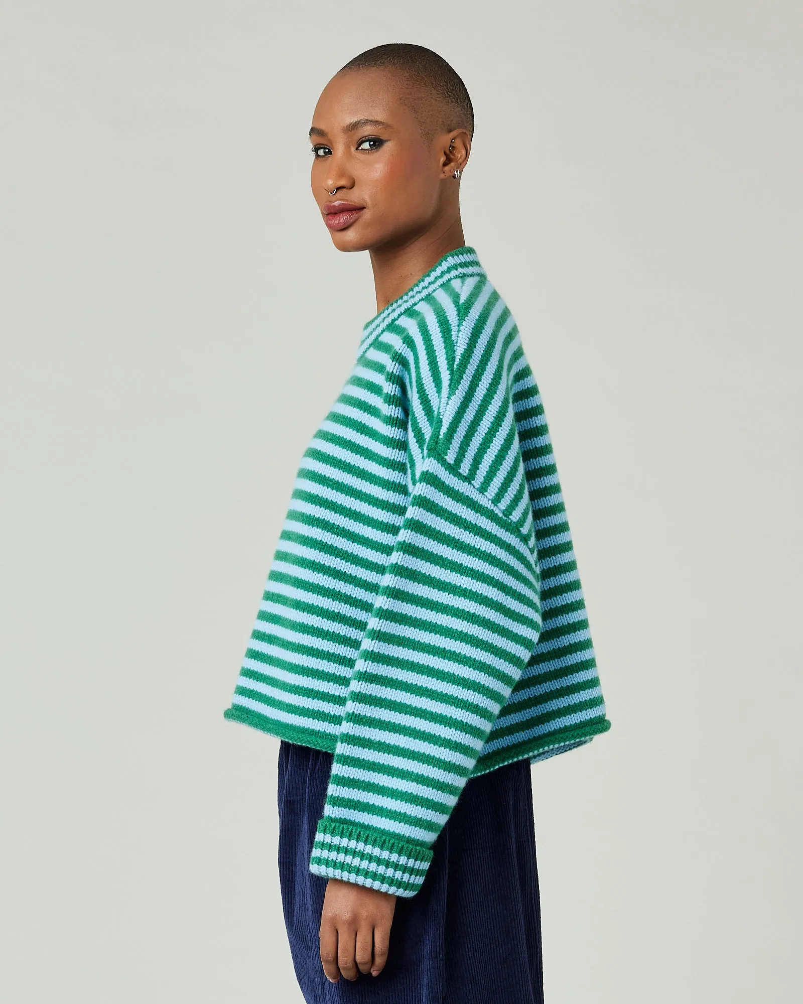 Coco Green & Blue Stripe Knitted Wool Jumper sold by Beyond Nine product image thumbnail 2