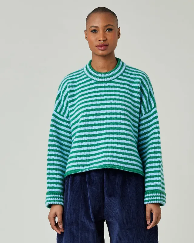 Coco Green & Blue Stripe Knitted Wool Jumper sold by Beyond Nine
