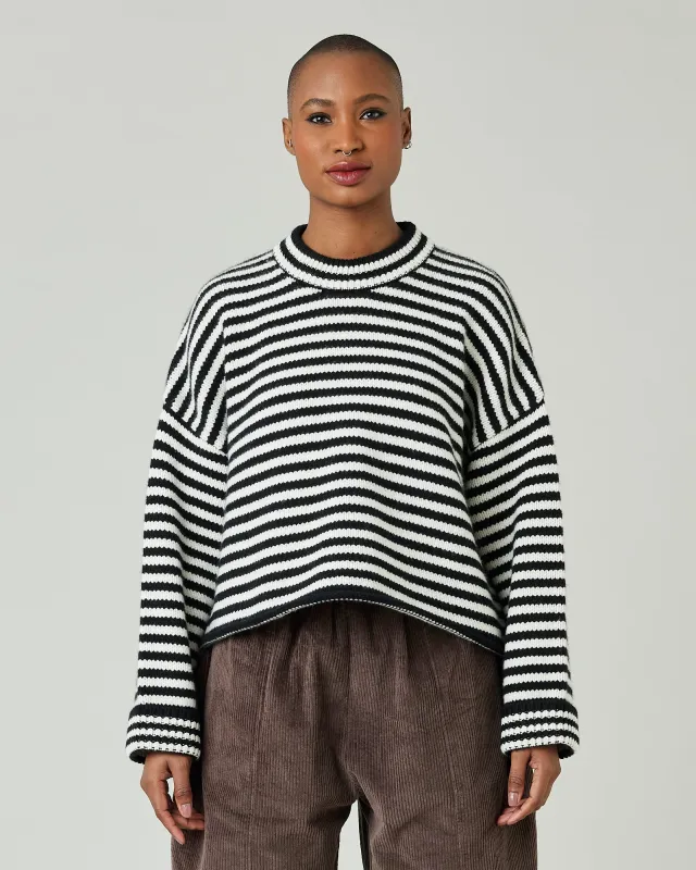 Coco Black & Ivory Stripe Knitted Wool Jumper sold by Beyond Nine