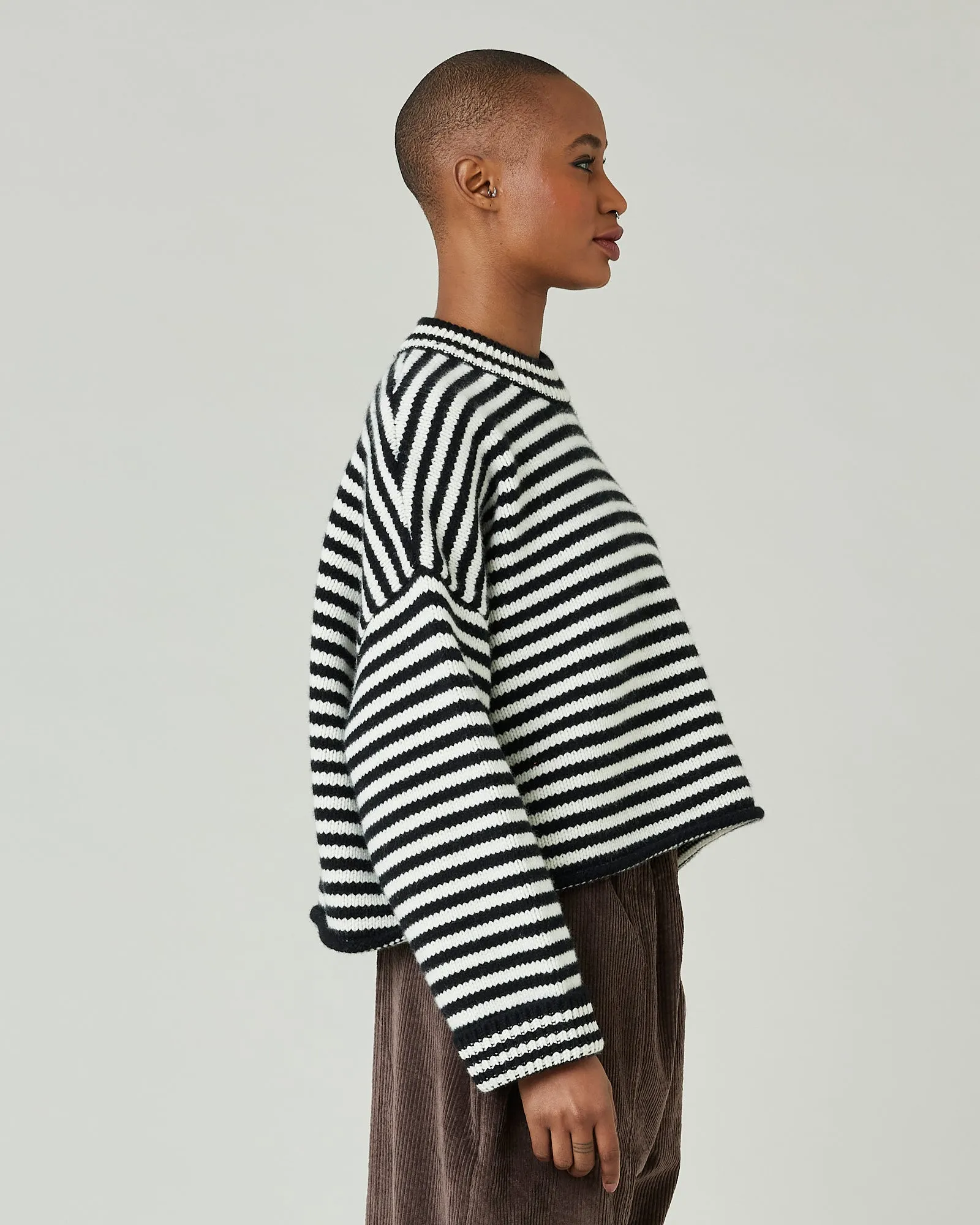 Coco Black & Ivory Stripe Knitted Wool Jumper sold by Beyond Nine product image thumbnail 4