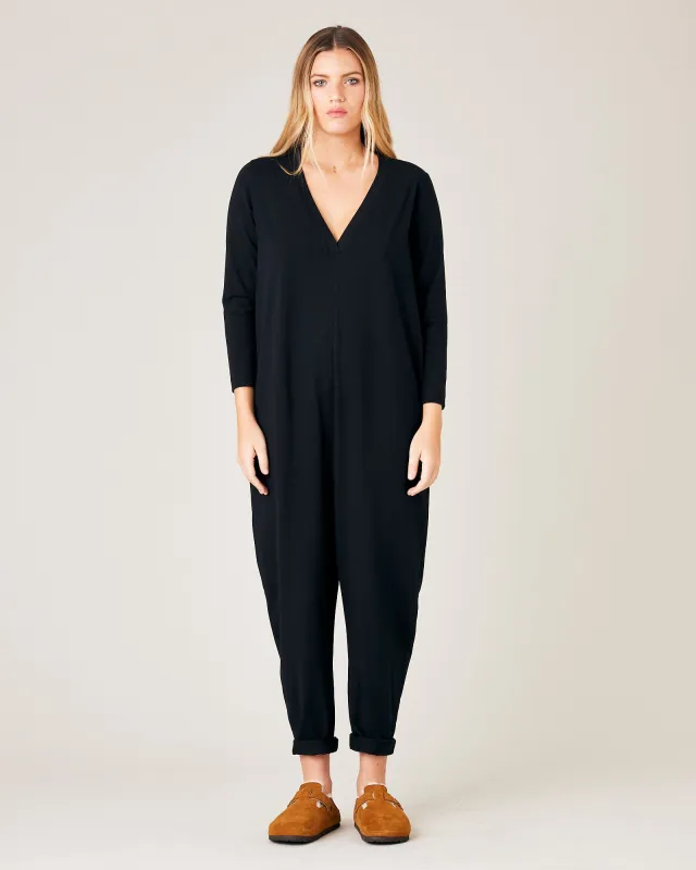 Milly Black Cotton Jersey Jumpsuit with Pockets sold by Beyond Nine