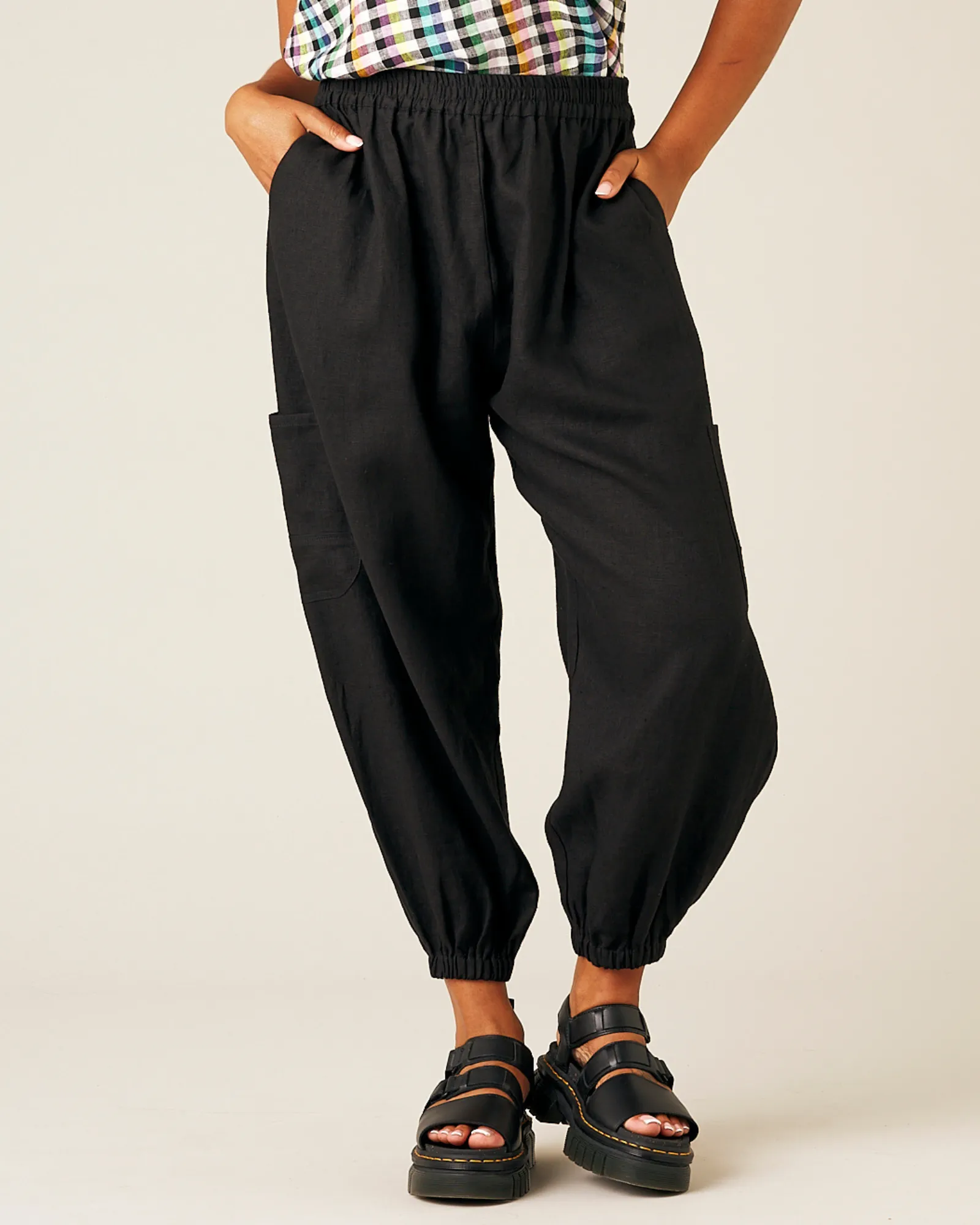 Yoli Linen Trousers - Black sold by Beyond Nine