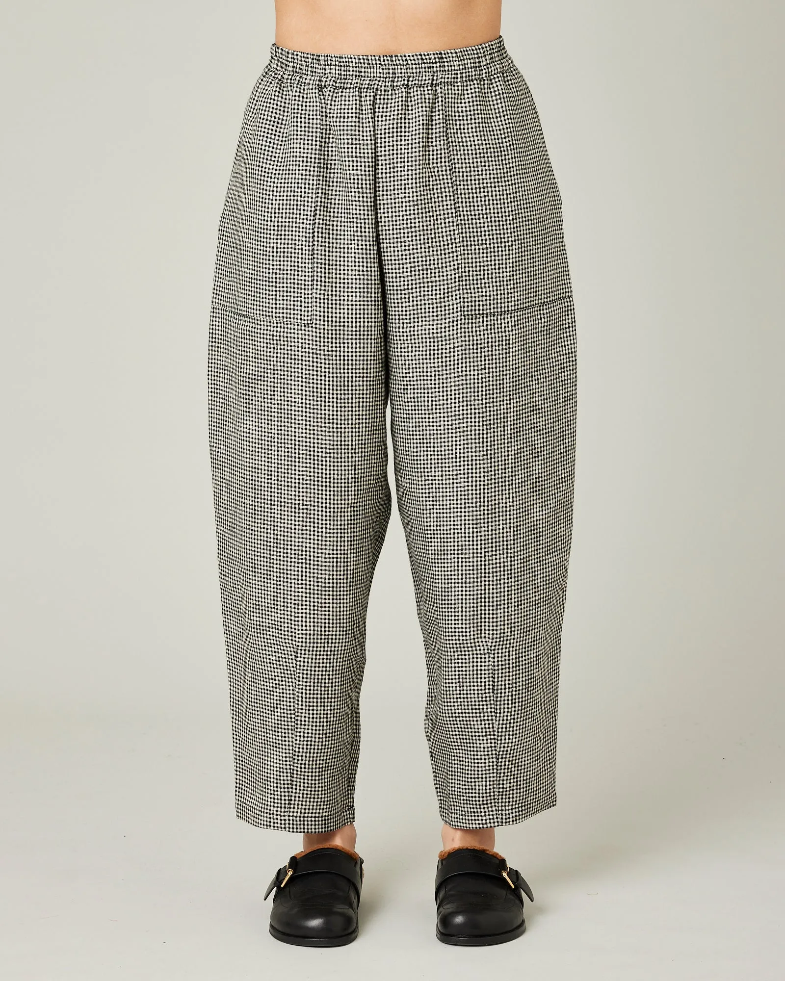 Huxley Black & Stone Micro Gingham Linen Trousers sold by Beyond Nine