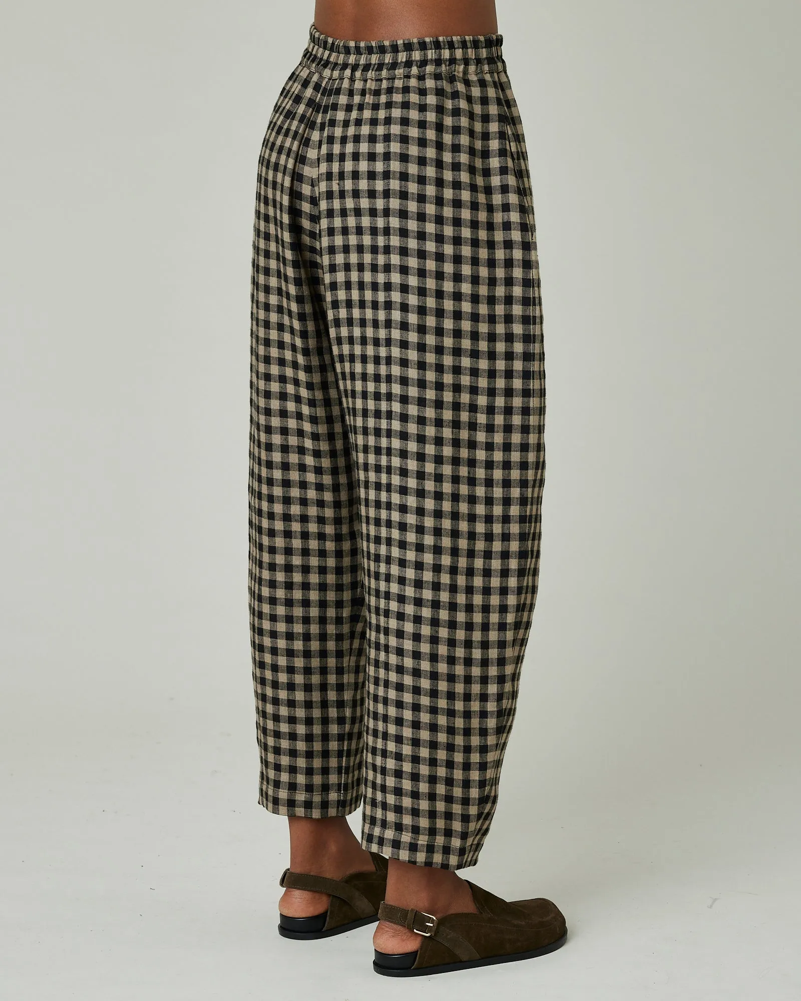 Mabel Coffee Gingham Linen Trousers sold by Beyond Nine product image thumbnail 4