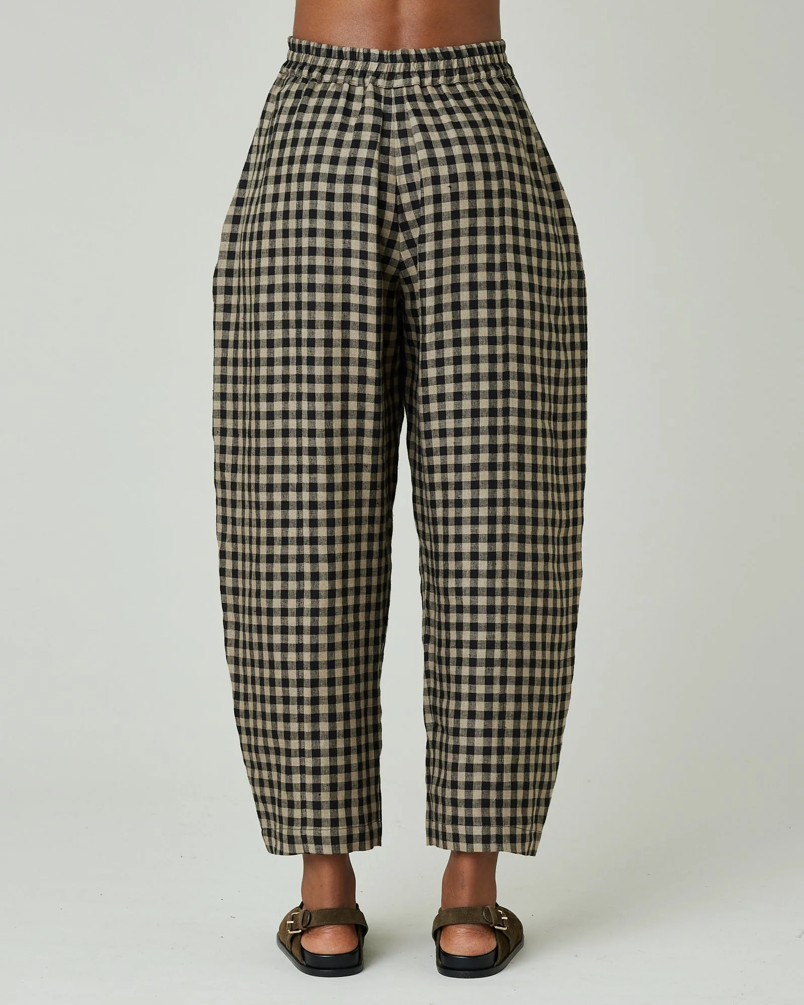 Mabel Coffee Gingham Linen Trousers sold by Beyond Nine product image thumbnail 3