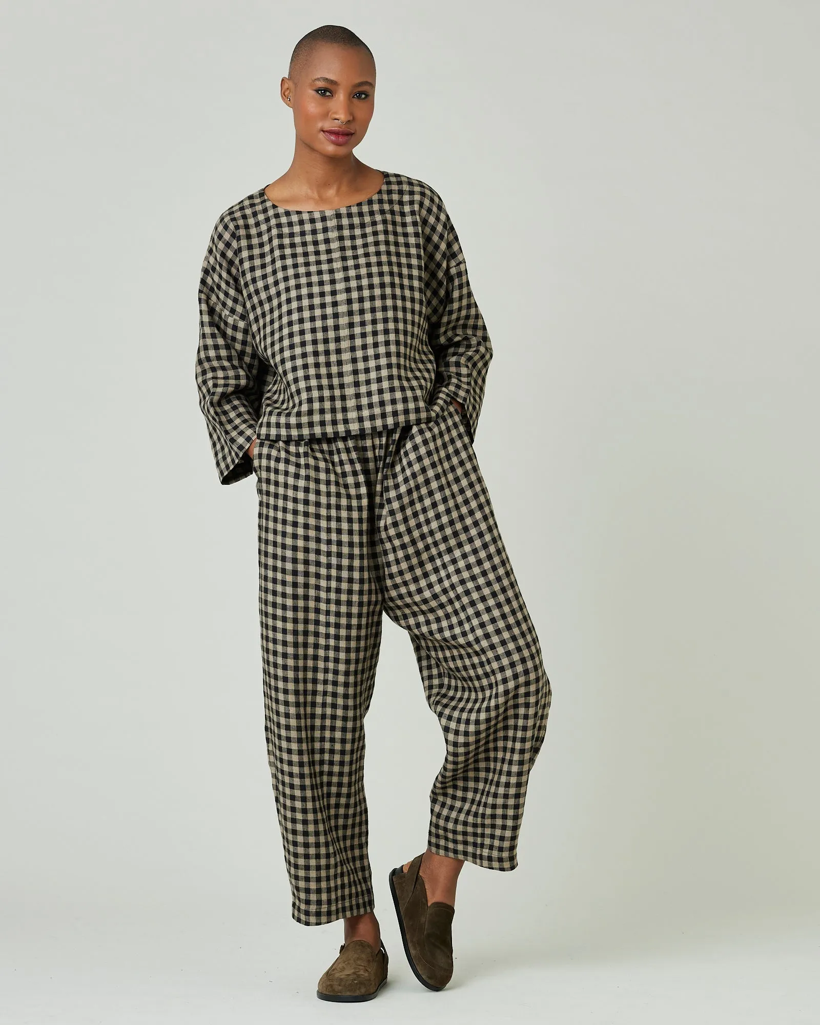 Lily Coffee Gingham Linen Top sold by Beyond Nine product image thumbnail 5