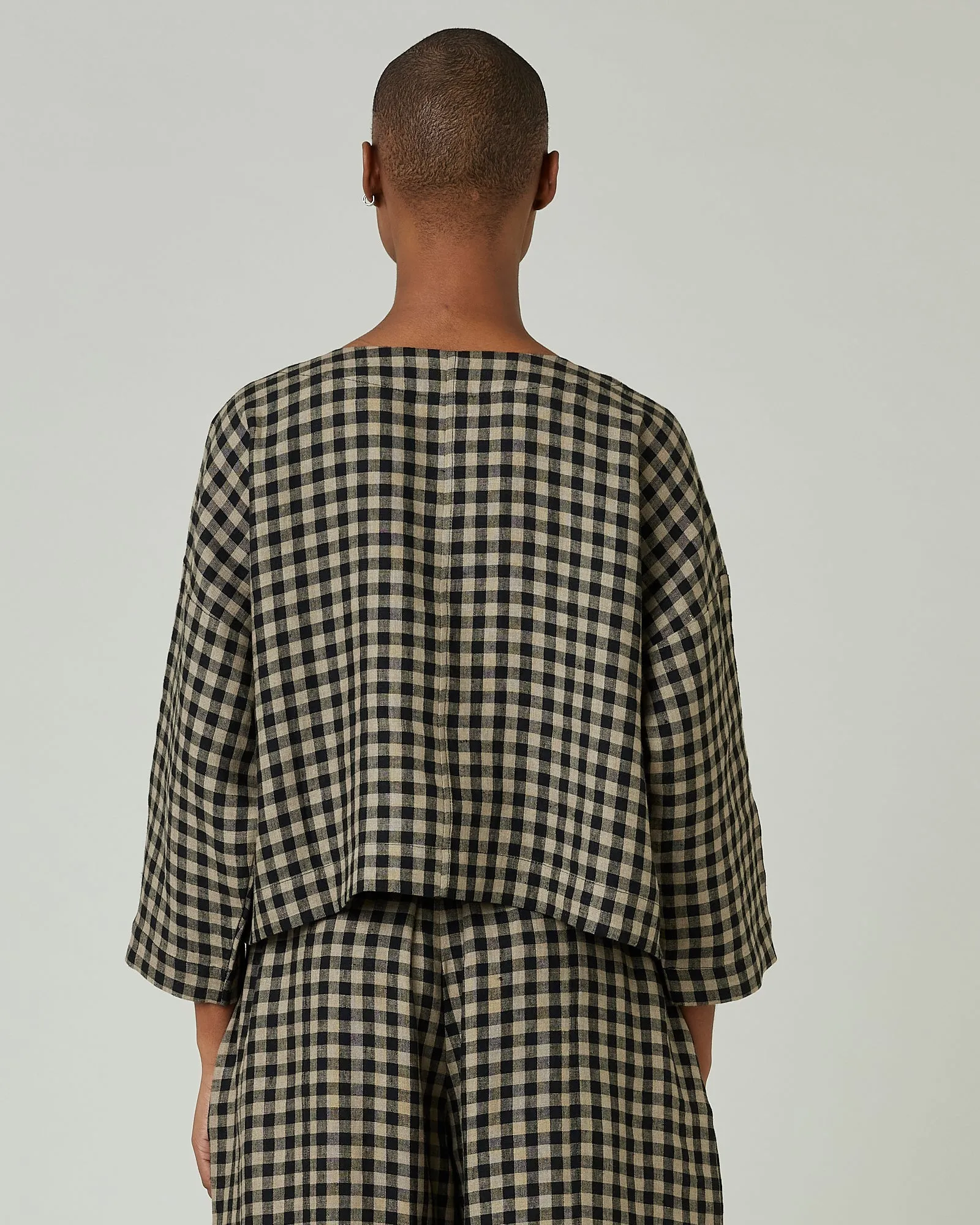 Lily Coffee Gingham Linen Top sold by Beyond Nine product image thumbnail 3