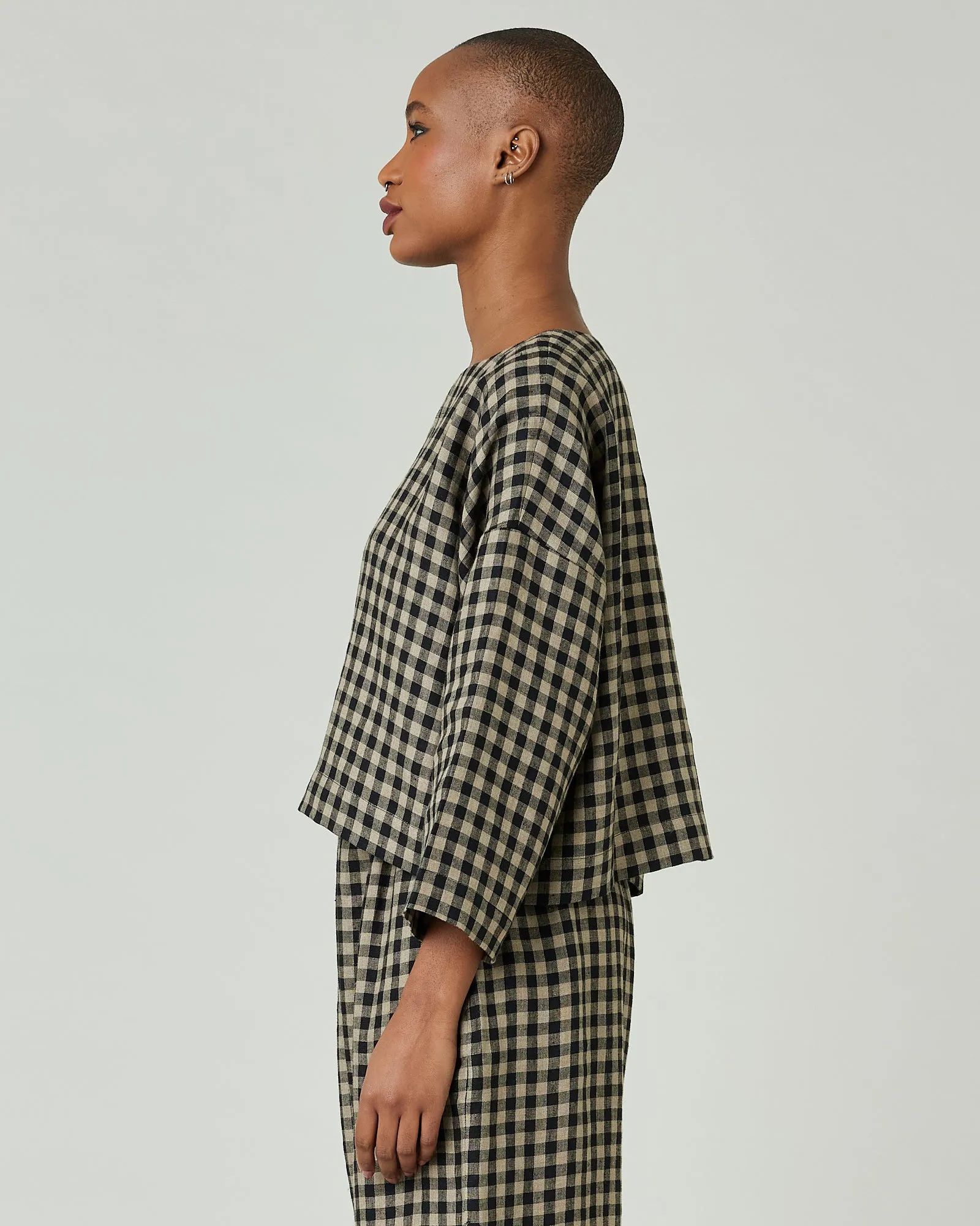 Lily Coffee Gingham Linen Top sold by Beyond Nine product image thumbnail 2