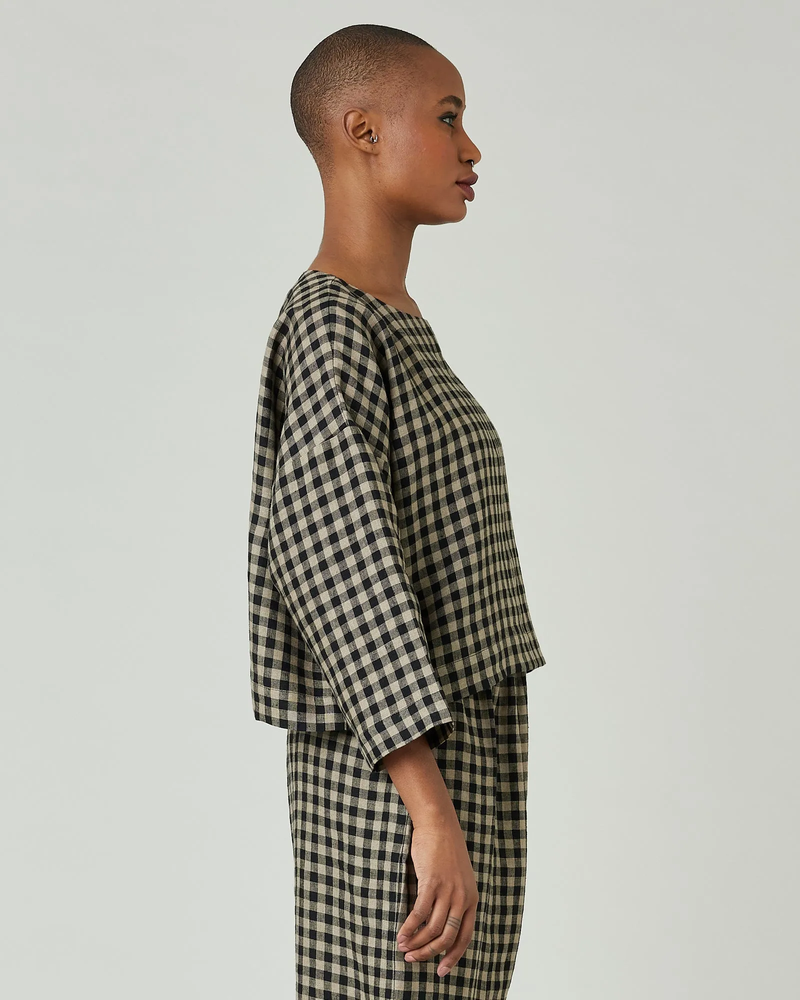 Lily Coffee Gingham Linen Top sold by Beyond Nine product image thumbnail 4