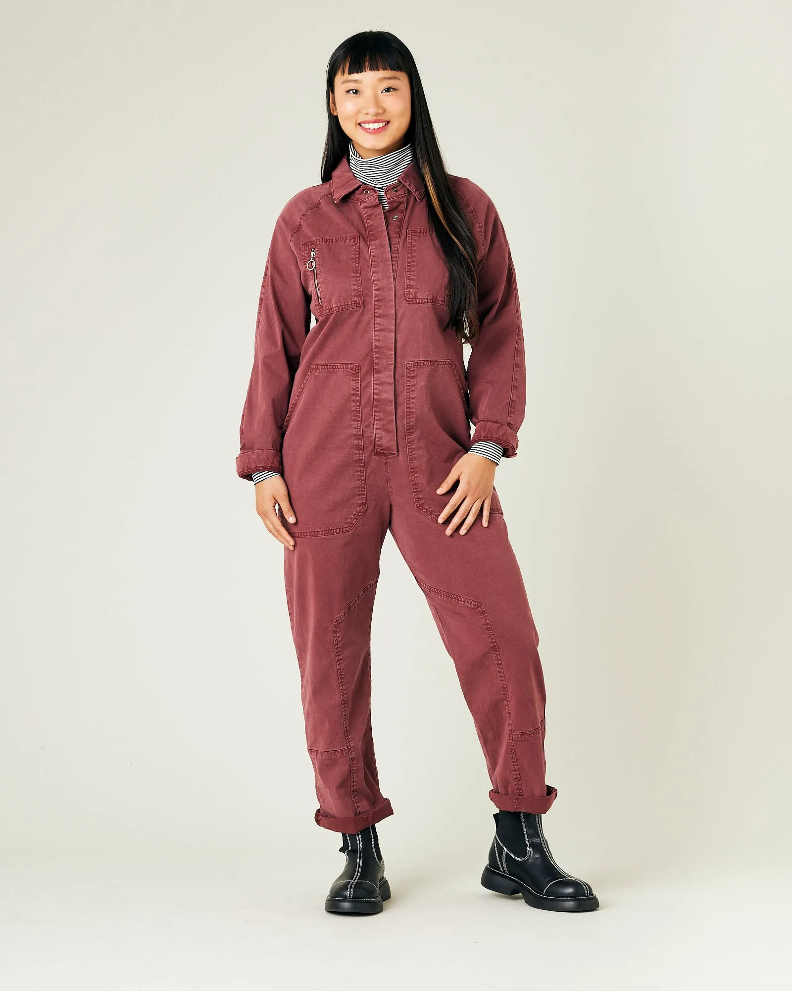 Hallie Wine Cotton Coverall sold by Beyond Nine product image thumbnail 5
