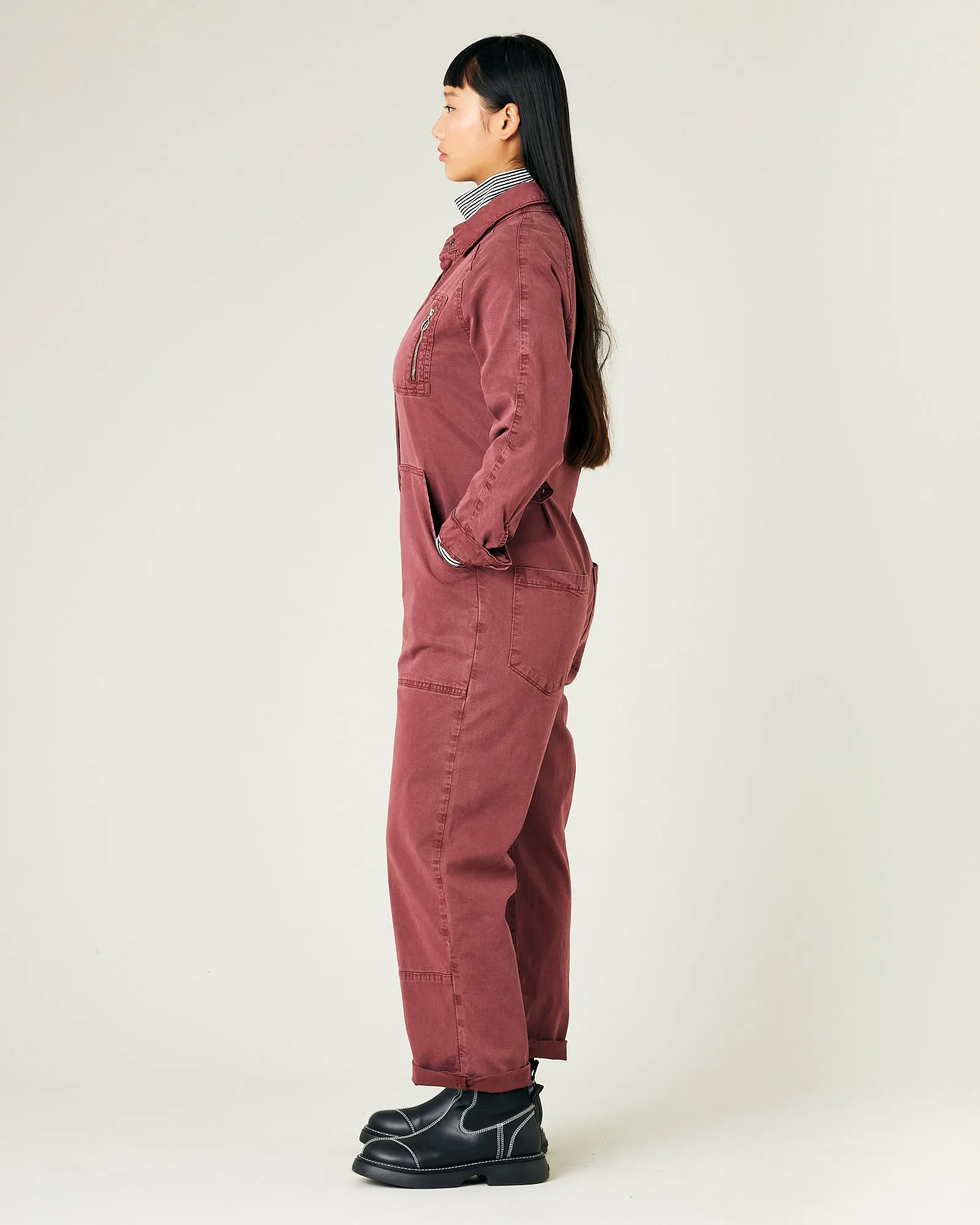 Hallie Wine Cotton Coverall sold by Beyond Nine product image thumbnail 2