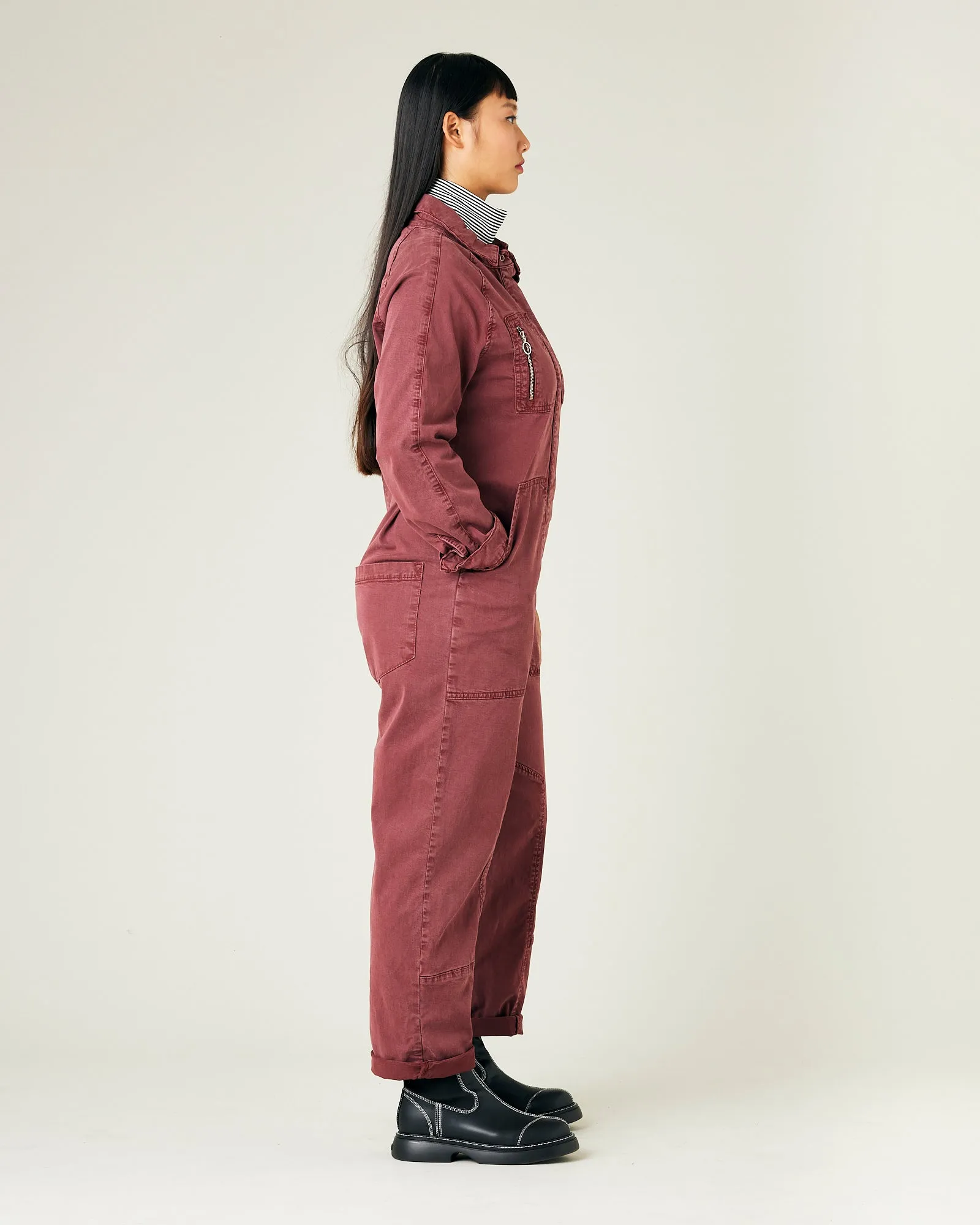 Hallie Wine Cotton Coverall sold by Beyond Nine product image thumbnail 4