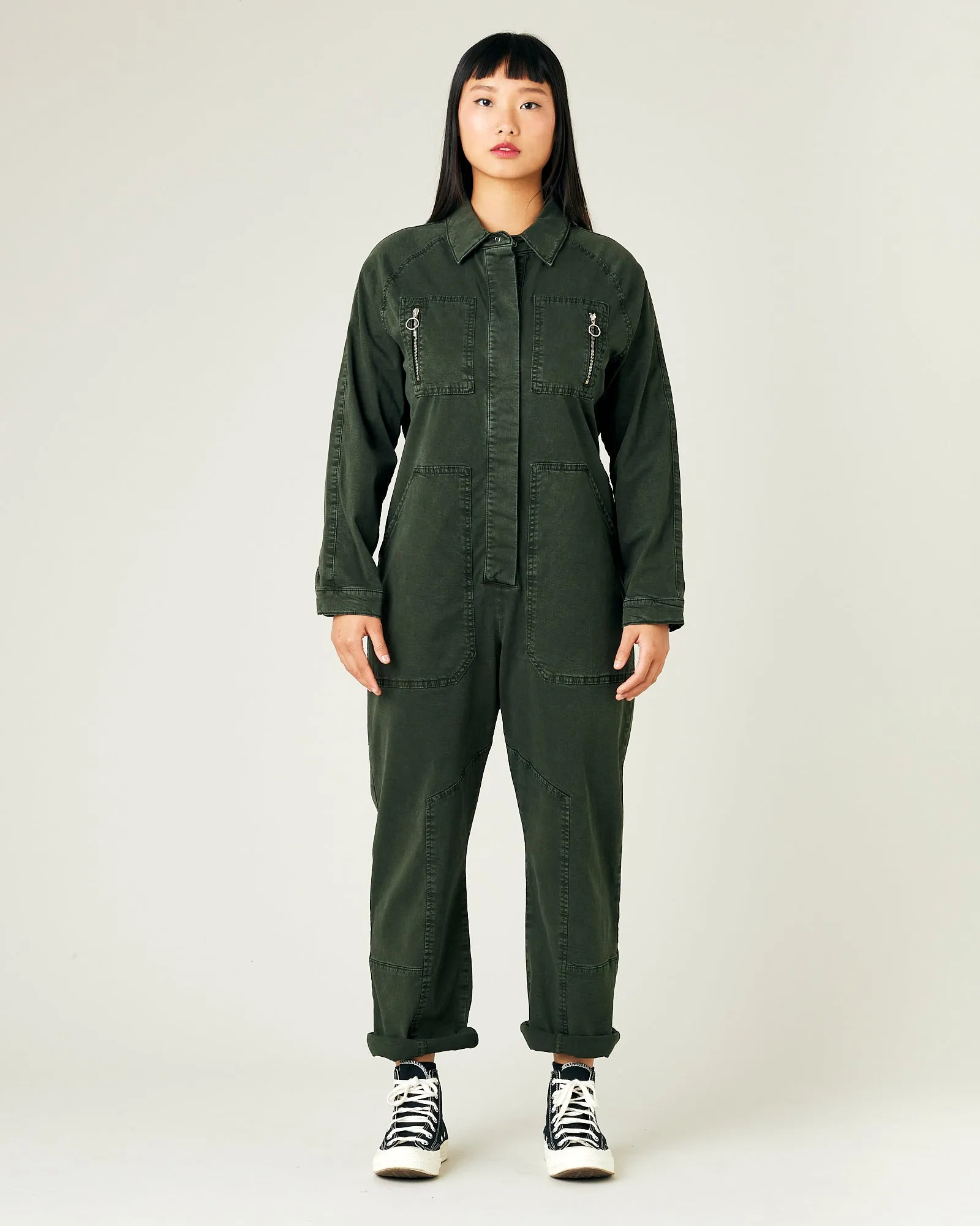 Hallie Sea Green Cotton Coverall sold by Beyond Nine