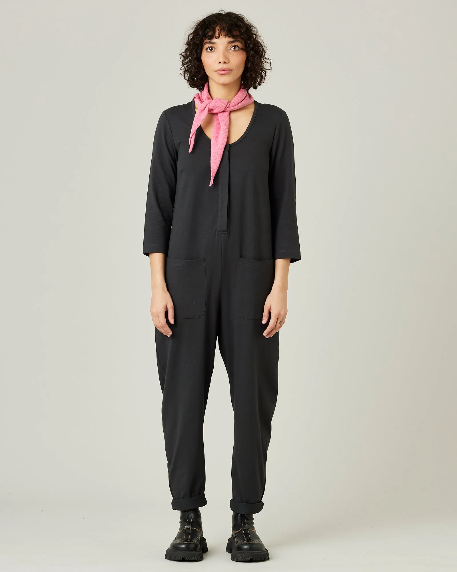Margot Slate Cotton Jersey Jumpsuit sold by Beyond Nine