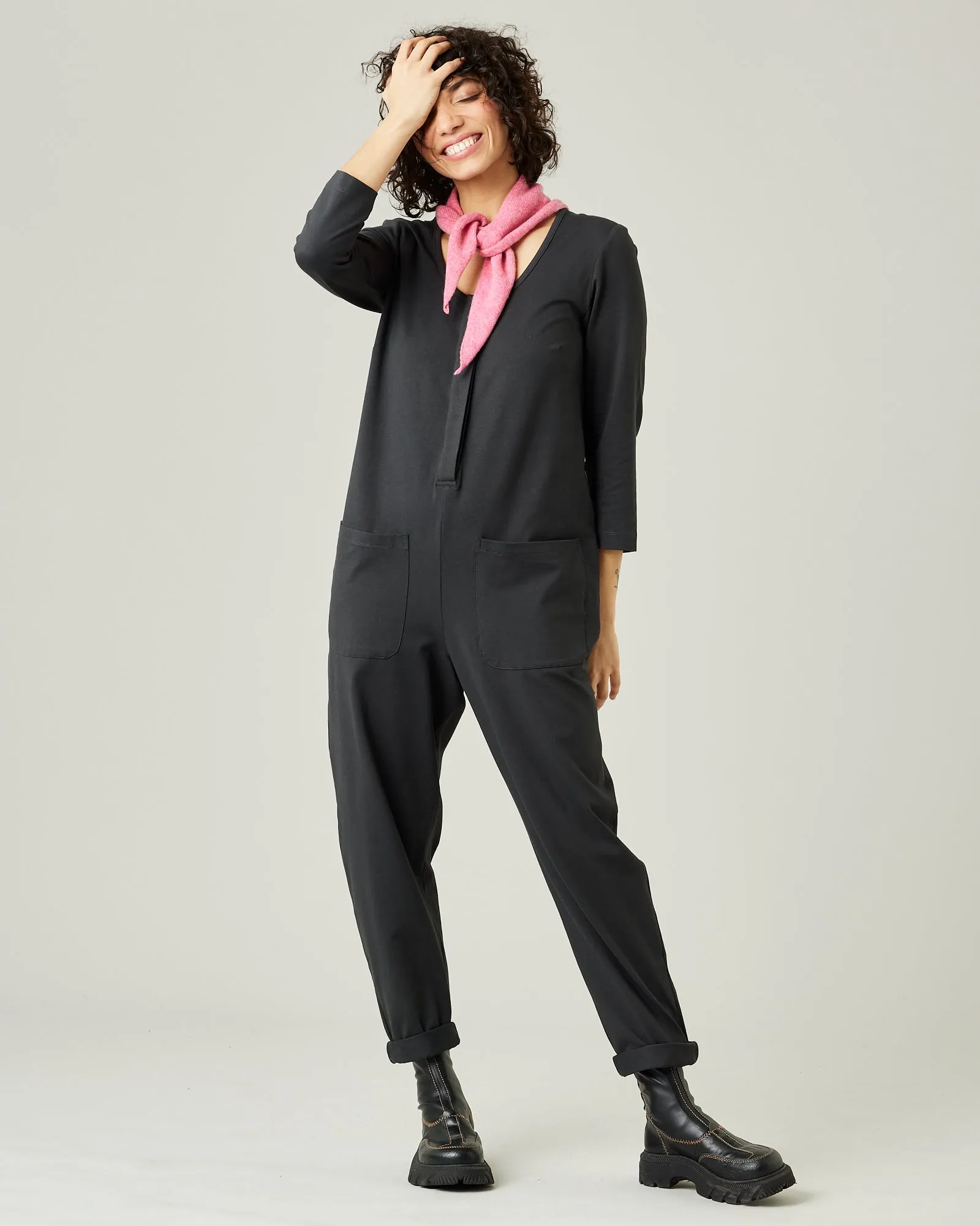 Margot Slate Cotton Jersey Jumpsuit sold by Beyond Nine product image thumbnail 5