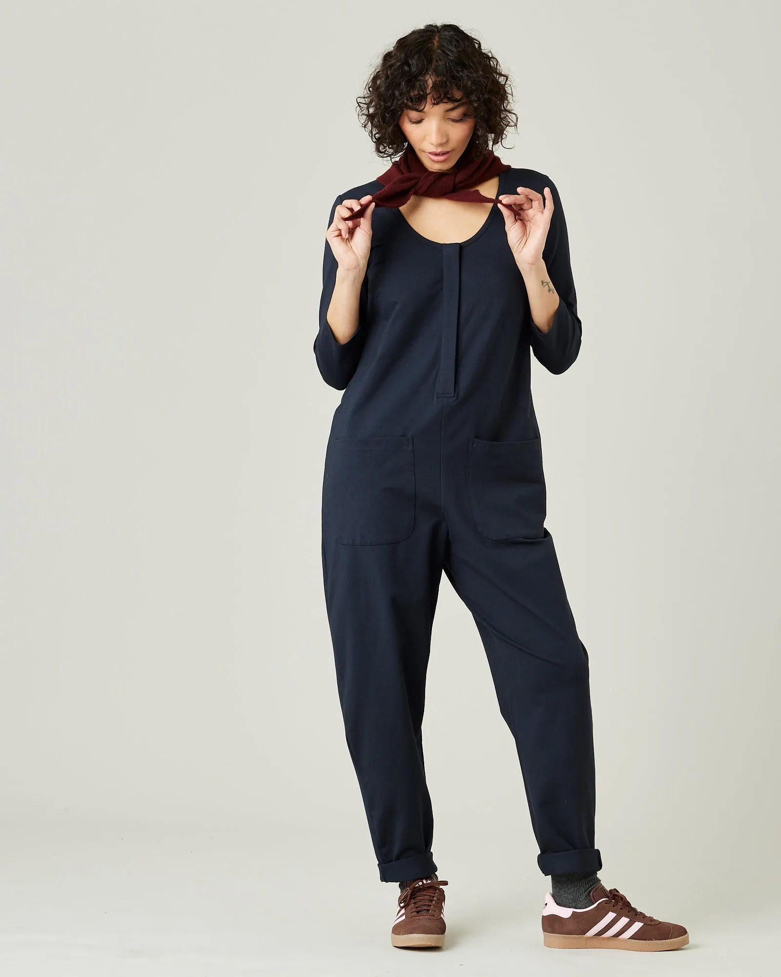 Margot Navy Cotton Jersey Jumpsuit sold by Beyond Nine product image thumbnail 5