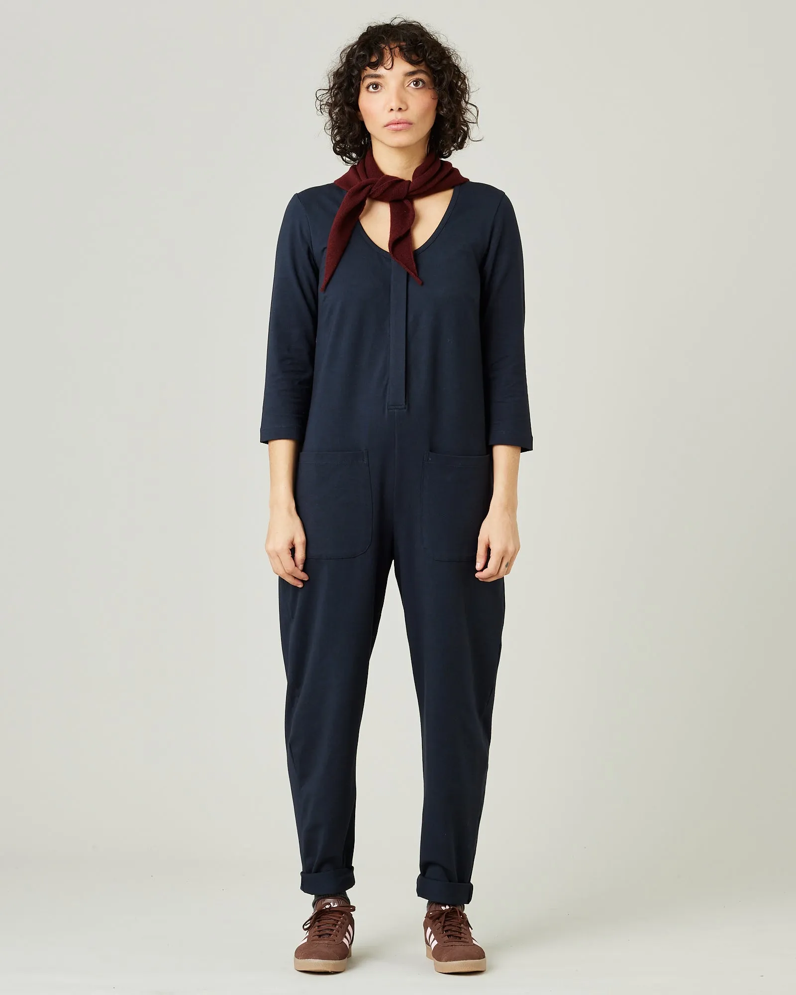 Margot Navy Cotton Jersey Jumpsuit sold by Beyond Nine