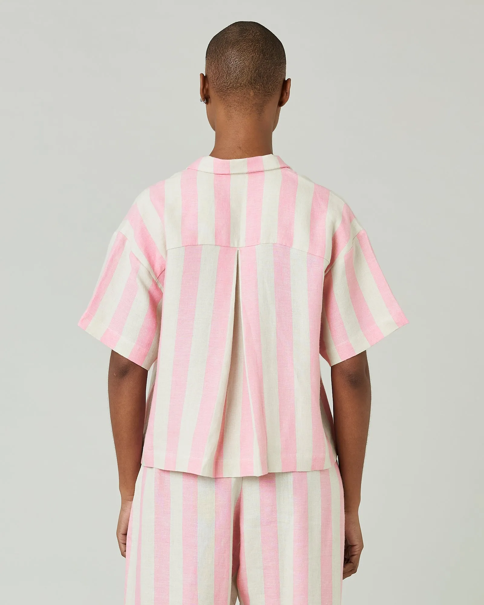 Ultimate PJ Top Pink & Ecru Stripe Linen sold by Beyond Nine product image thumbnail 3