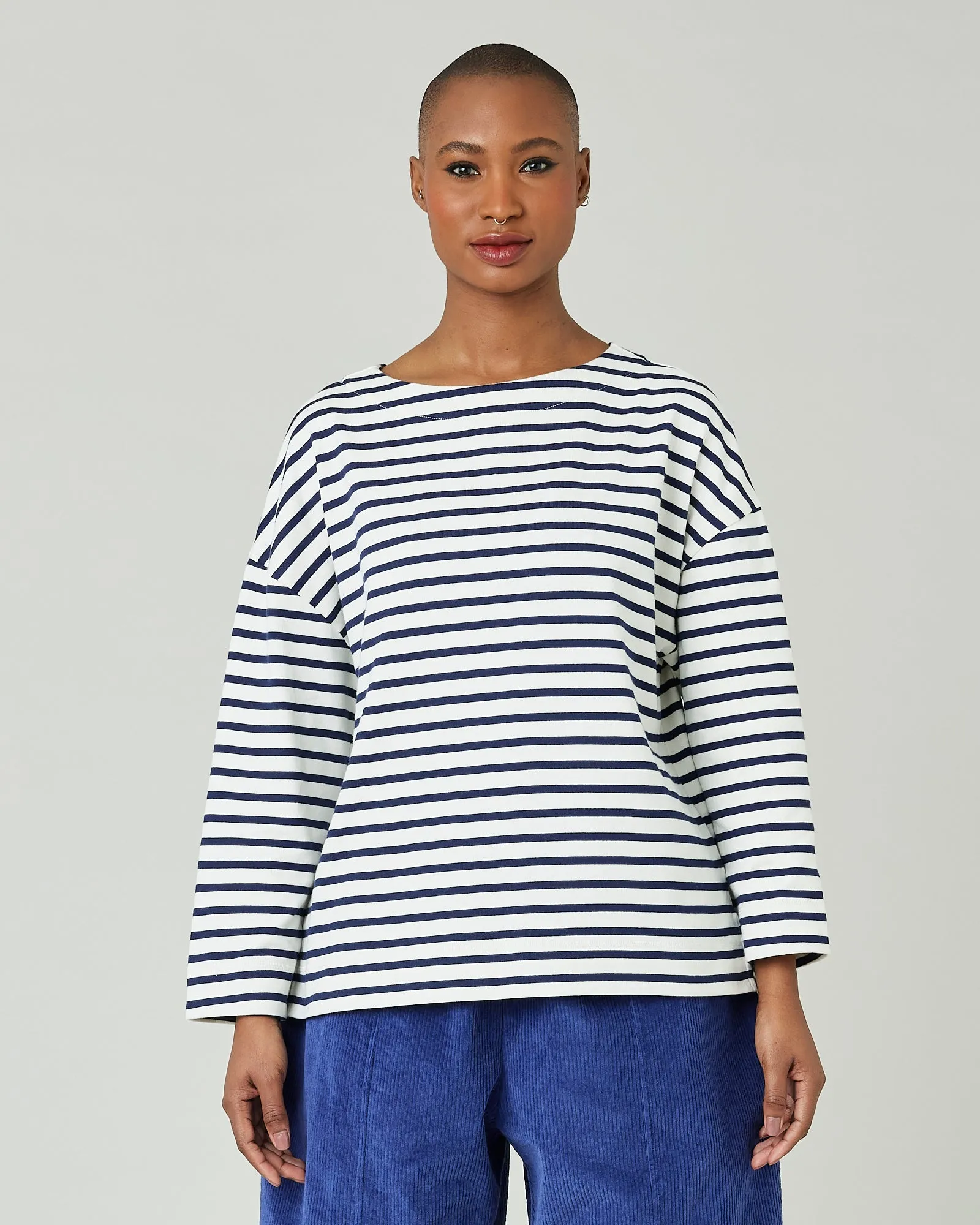 Breton Top Ecru & Navy Stripe sold by Beyond Nine