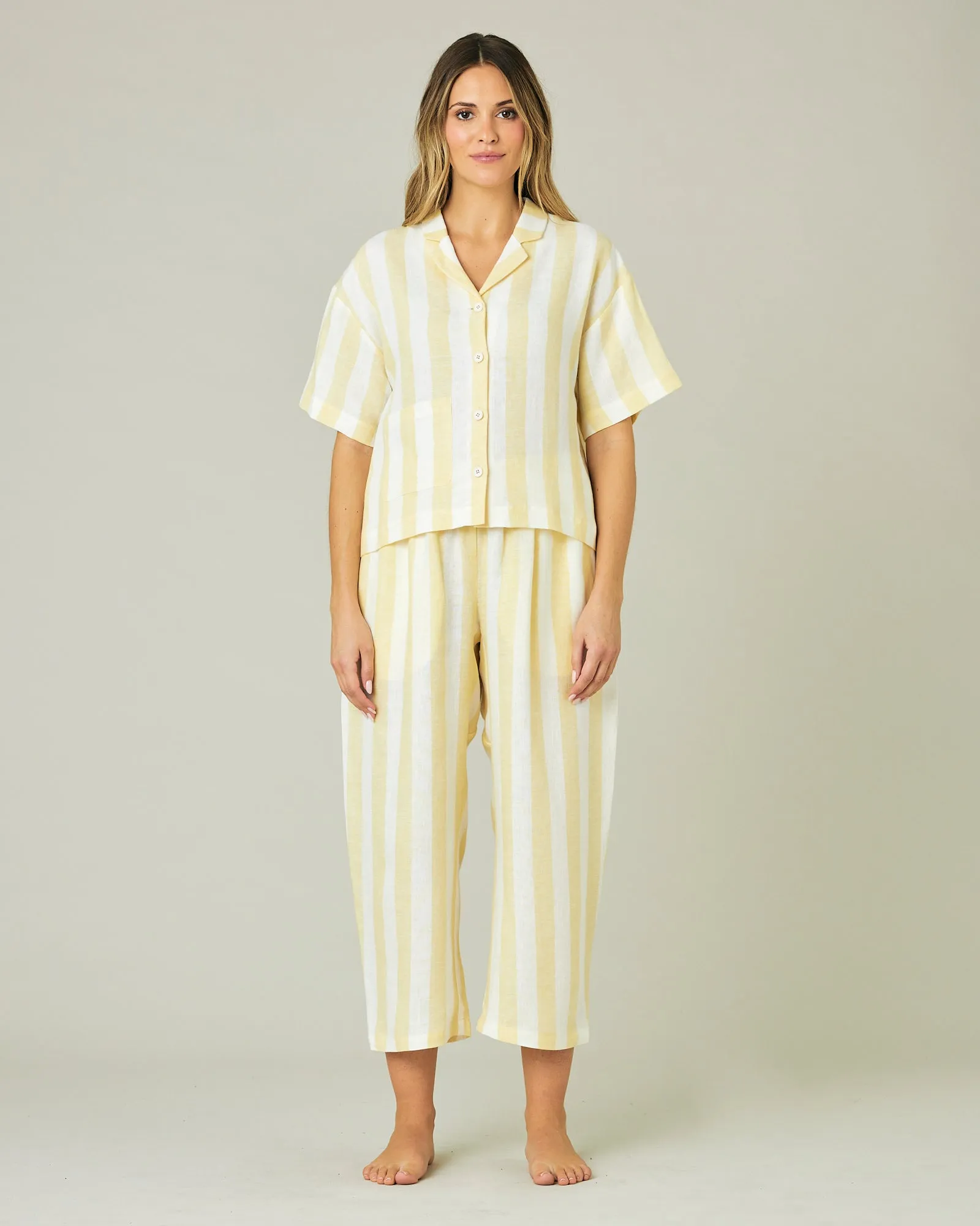 Ultimate PJ Top Lemon Stripe Linen sold by Beyond Nine product image thumbnail 5