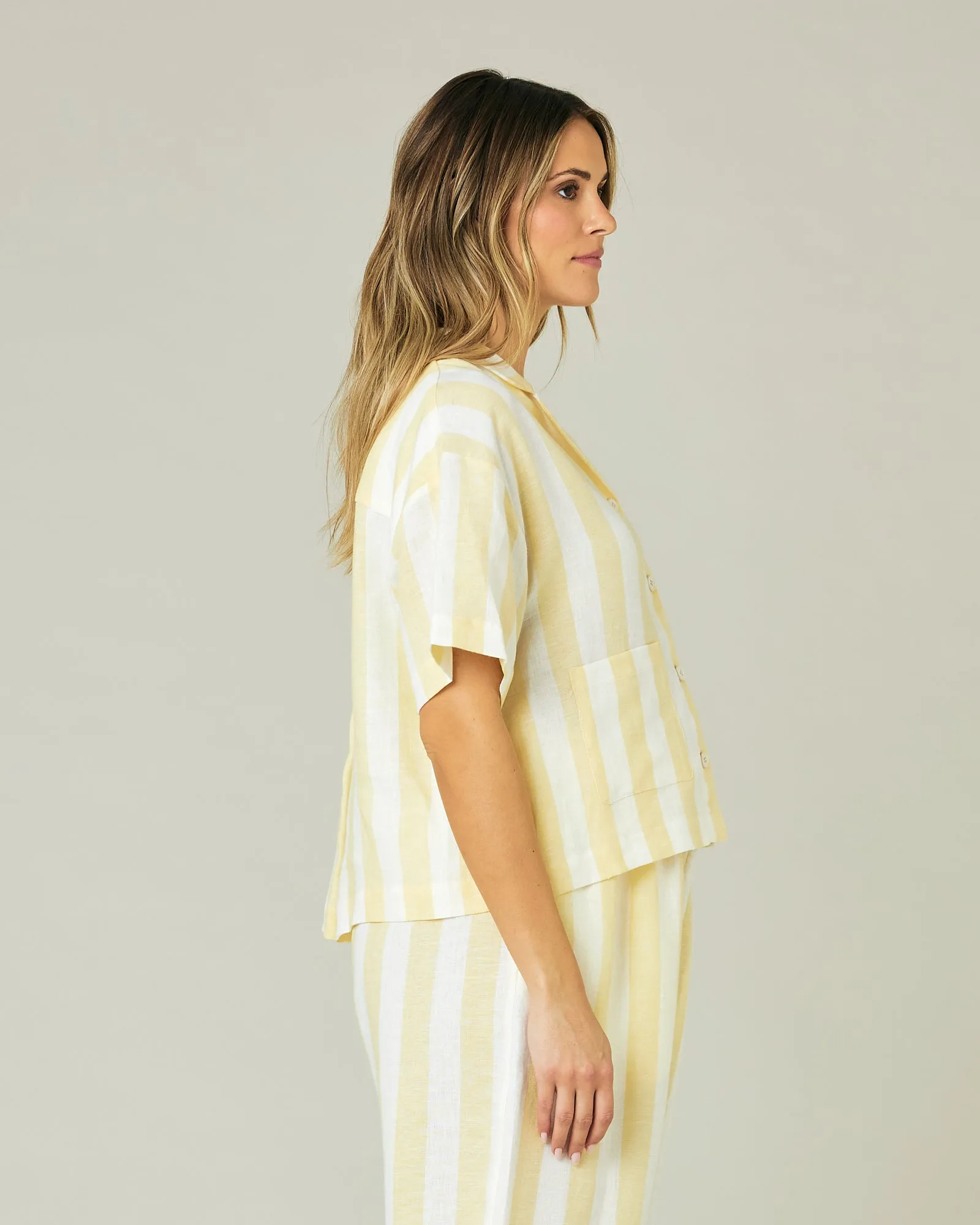 Ultimate PJ Top Lemon Stripe Linen sold by Beyond Nine product image thumbnail 4