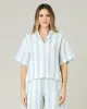 Ultimate PJ Top Sky Blue Stripe Linen sold by Beyond Nine