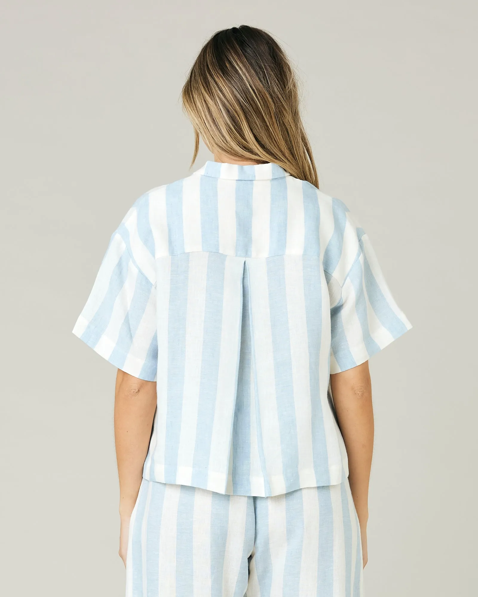 Ultimate PJ Top Sky Blue Stripe Linen sold by Beyond Nine product image thumbnail 3