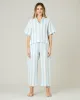 Ultimate PJ Top Sky Blue Stripe Linen sold by Beyond Nine