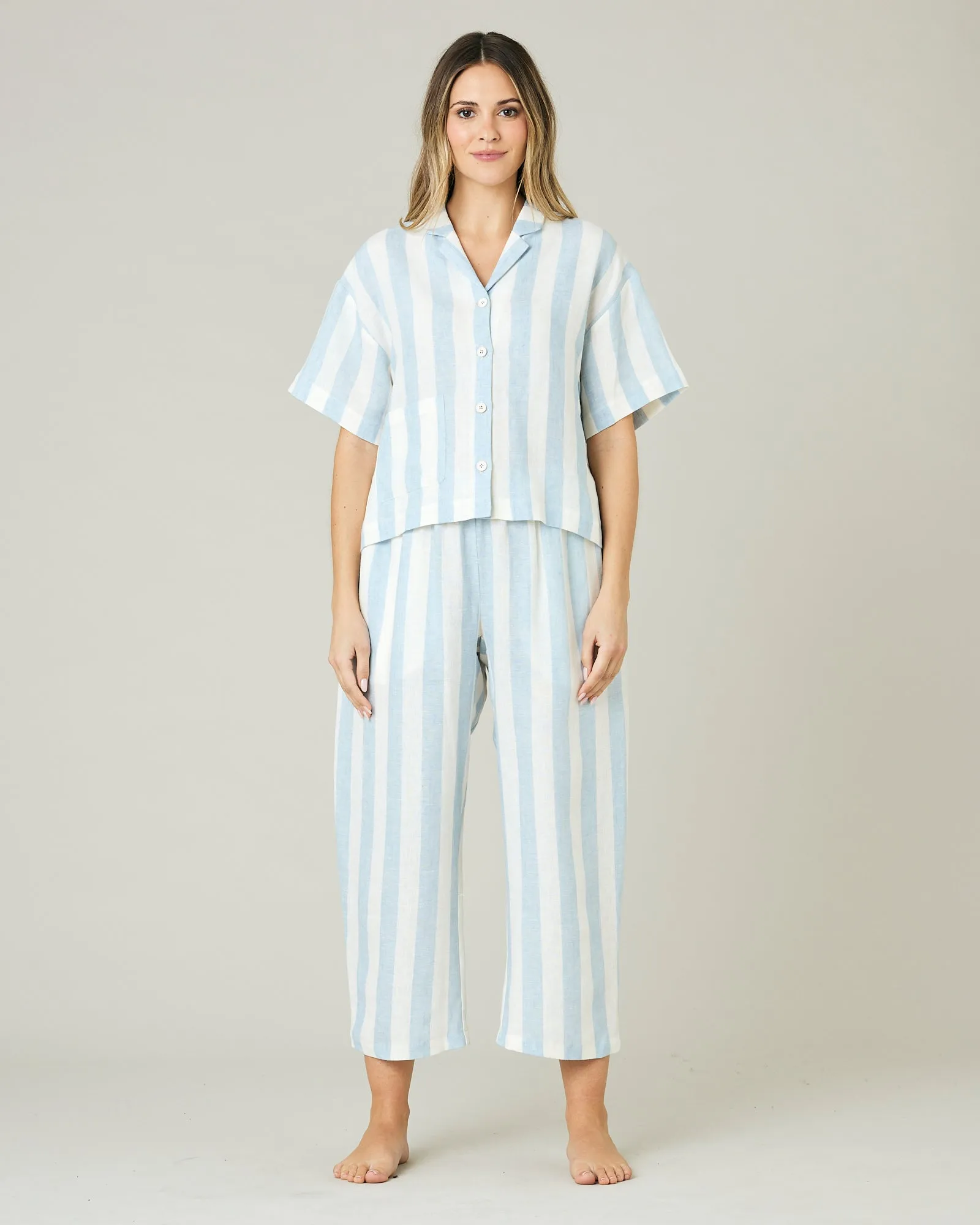 Ultimate PJ Top Sky Blue Stripe Linen sold by Beyond Nine product image thumbnail 5
