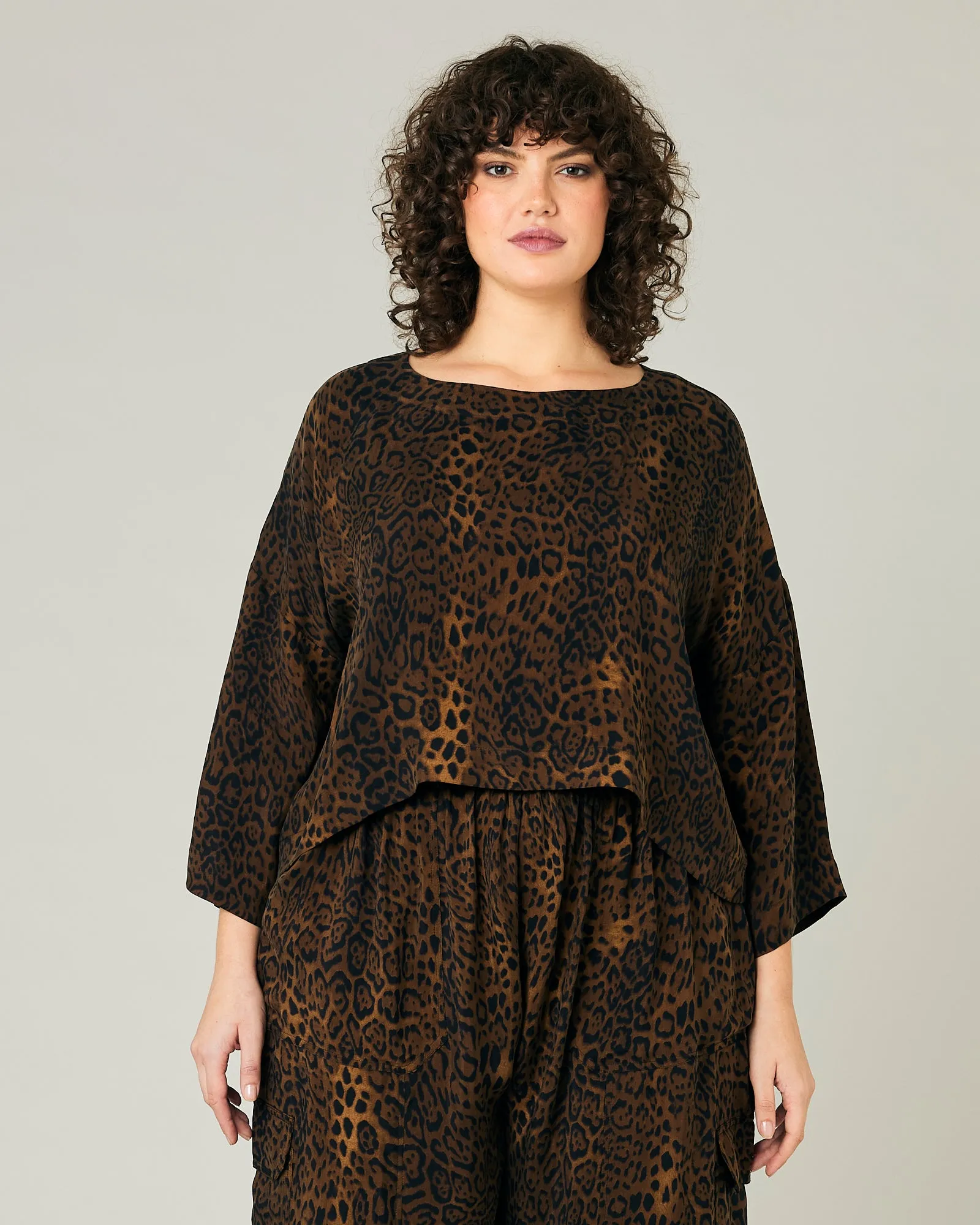 Lily Dark Leopard Print Cupro Top sold by Beyond Nine