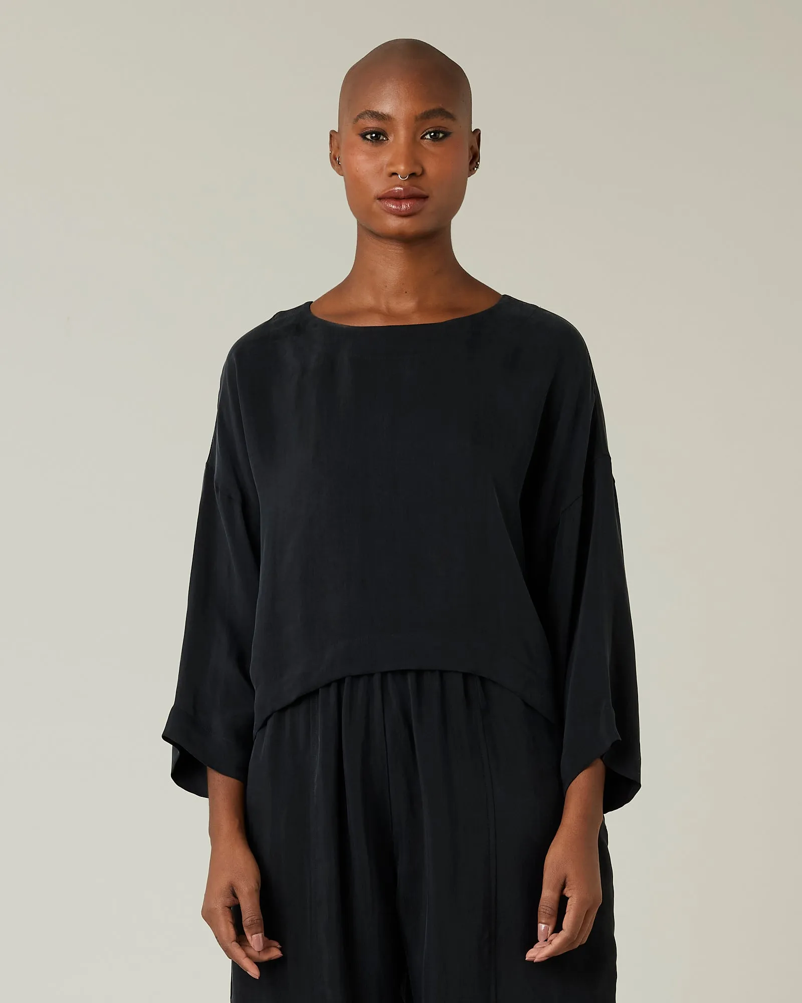 Lily Black Cupro Top sold by Beyond Nine