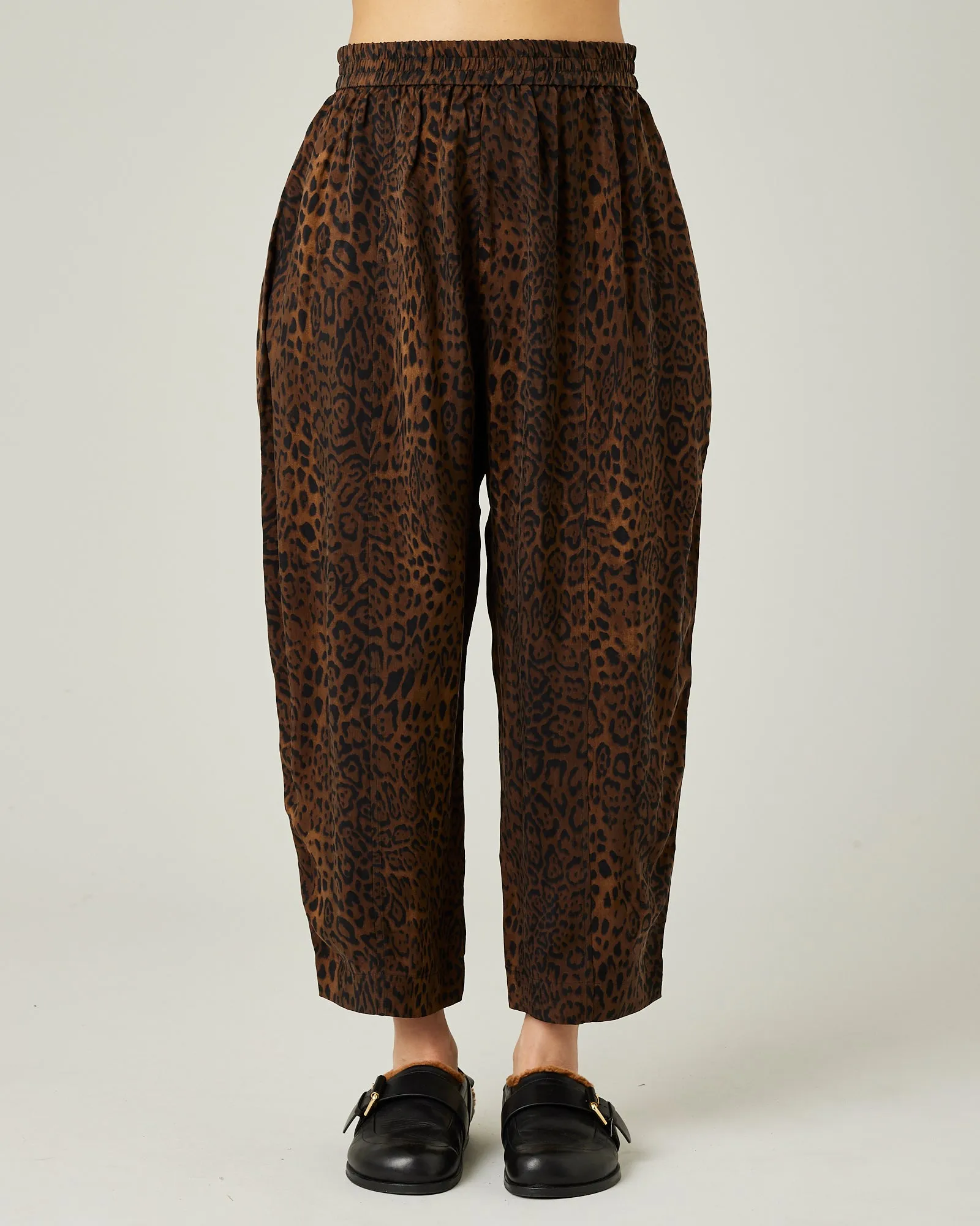 Mabel Dark Leopard Print Cupro Trousers sold by Beyond Nine