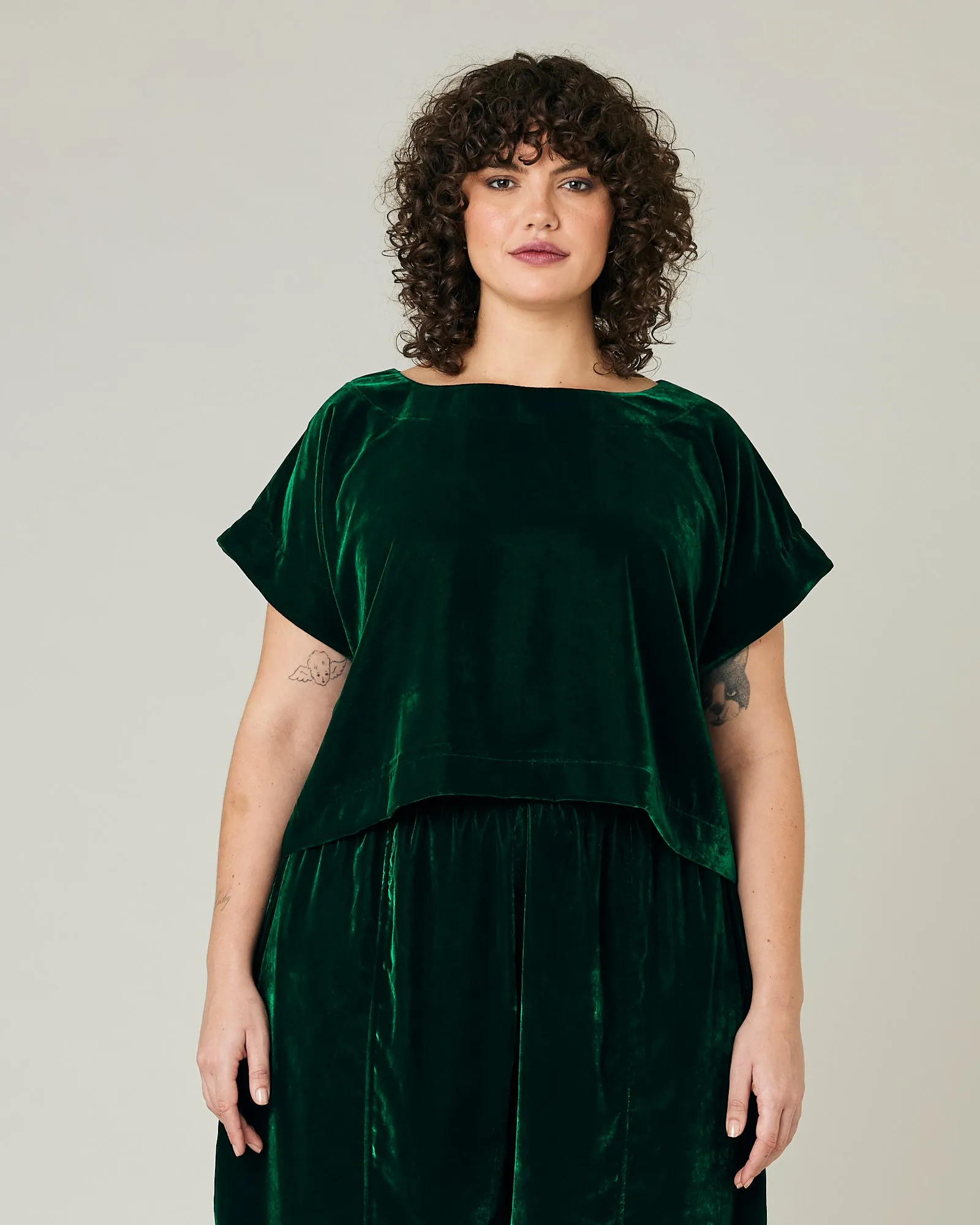 Polly Green Velvet Top sold by Beyond Nine