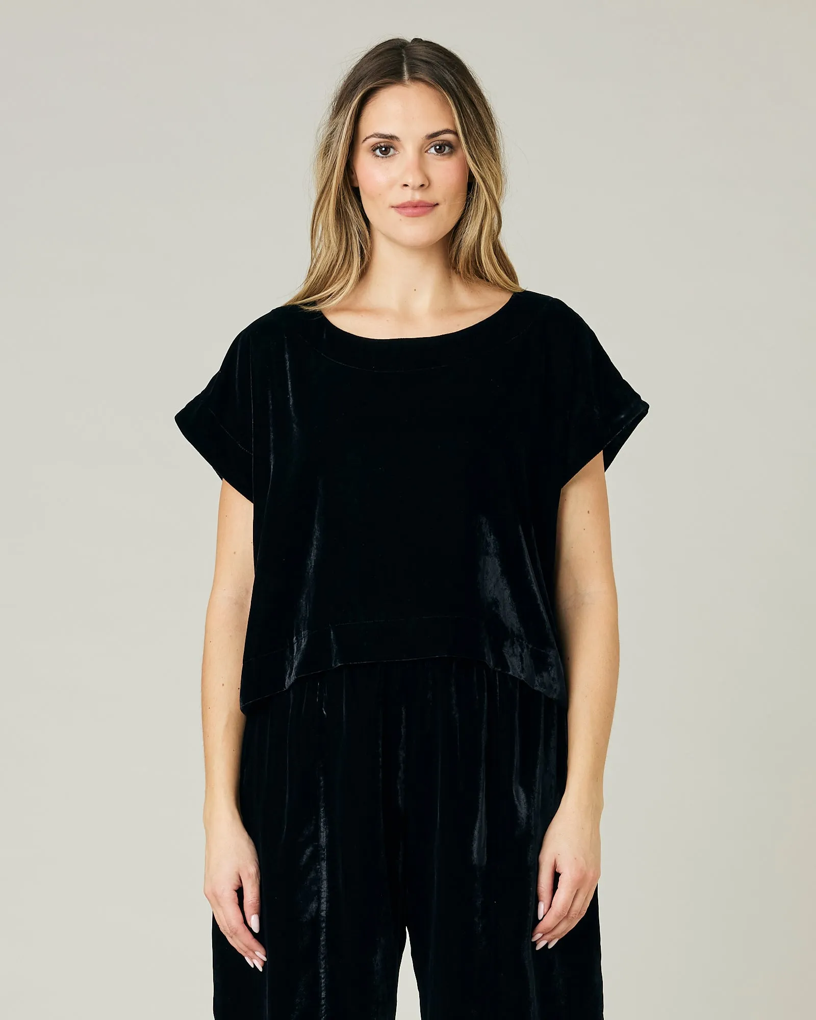 Polly Black Velvet Top sold by Beyond Nine
