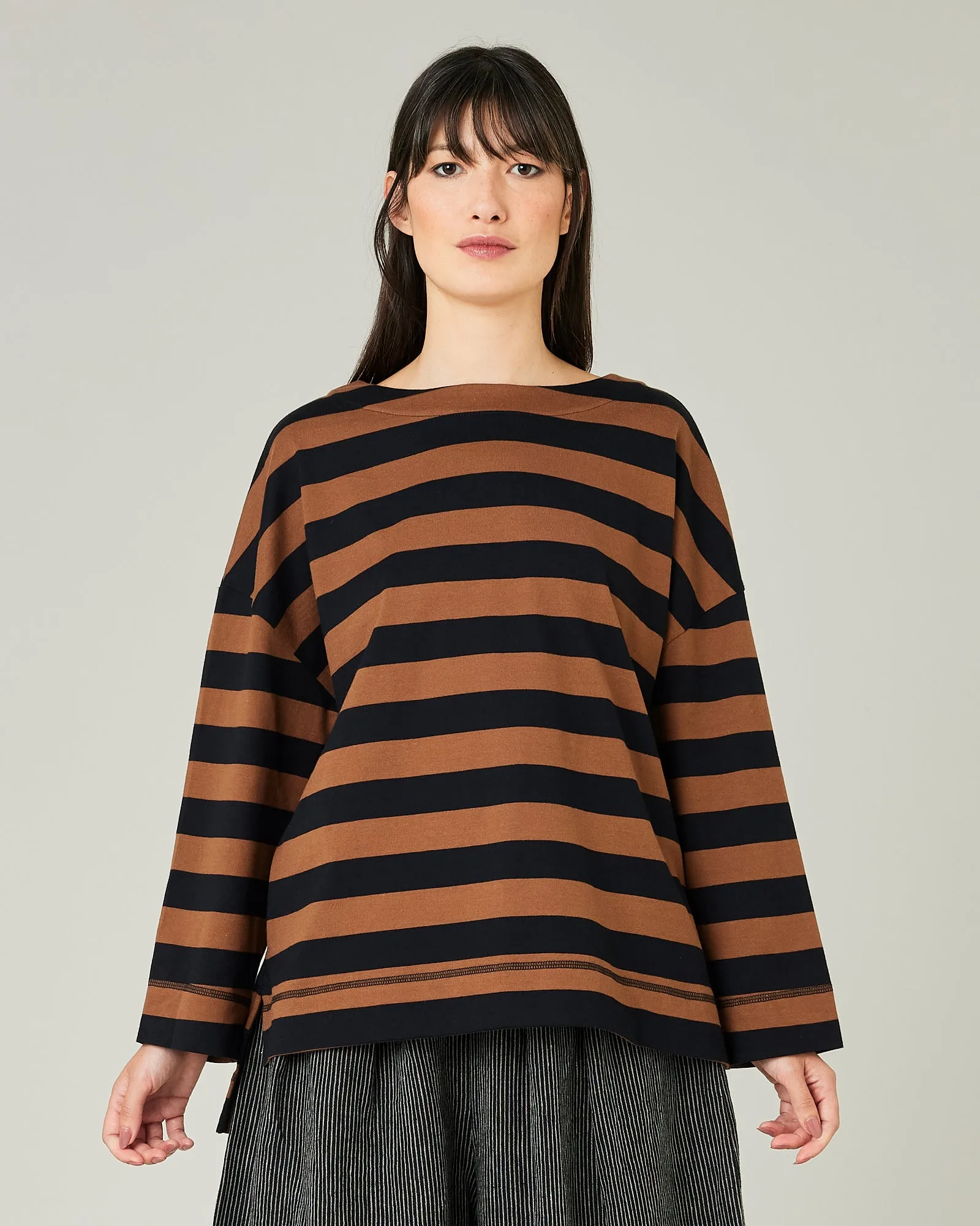 Breton Top Rust & Black Stripe sold by Beyond Nine