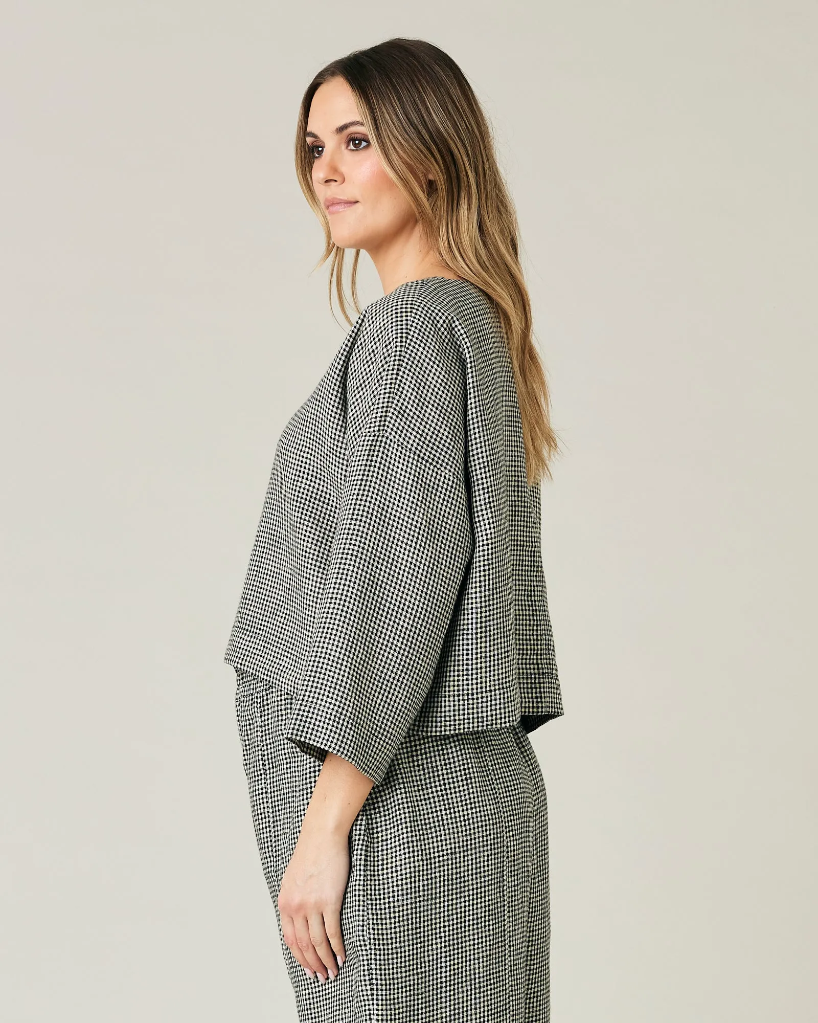 Lily Black & Stone Micro Gingham Top sold by Beyond Nine product image thumbnail 4