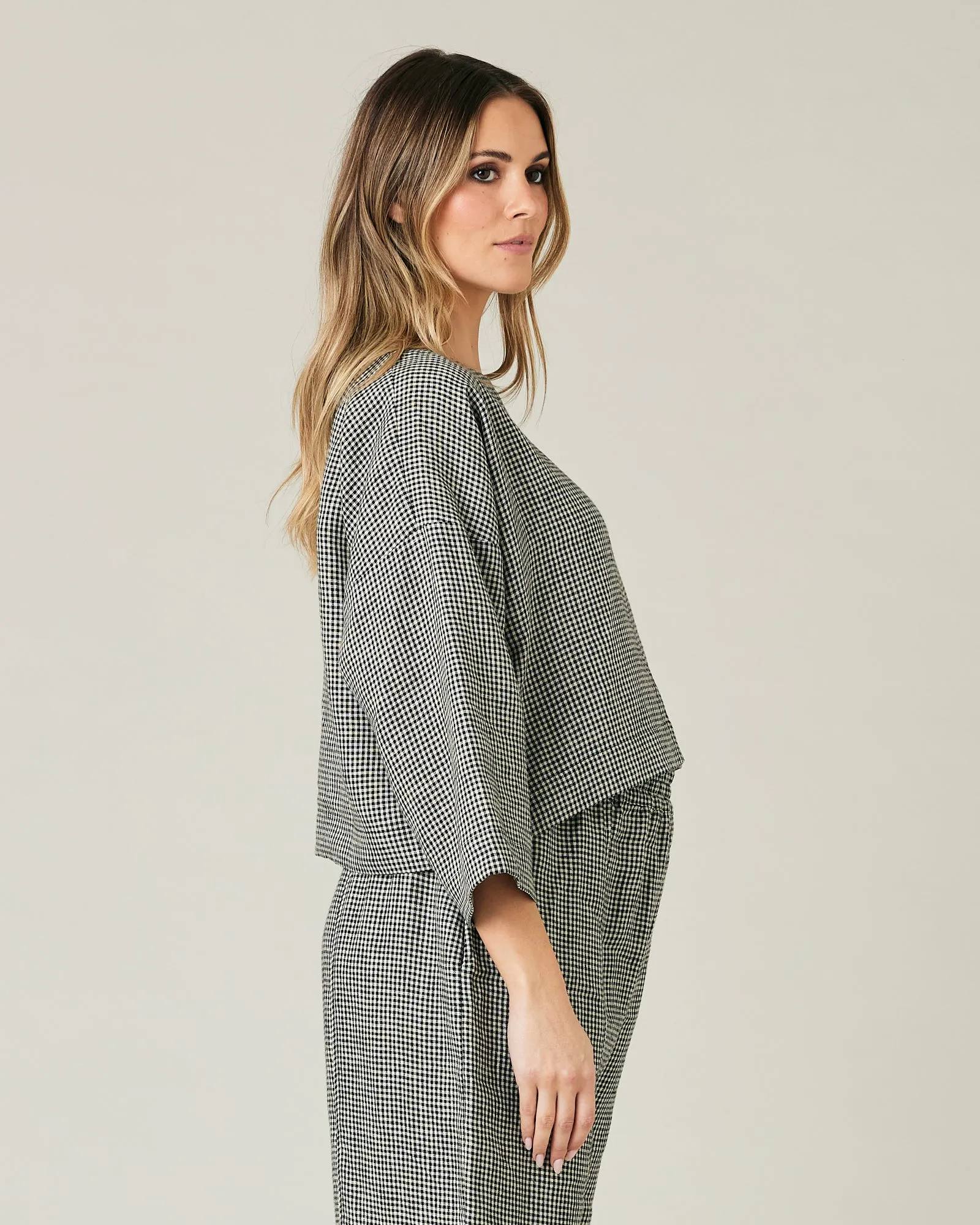 Lily Black & Stone Micro Gingham Top sold by Beyond Nine product image thumbnail 3