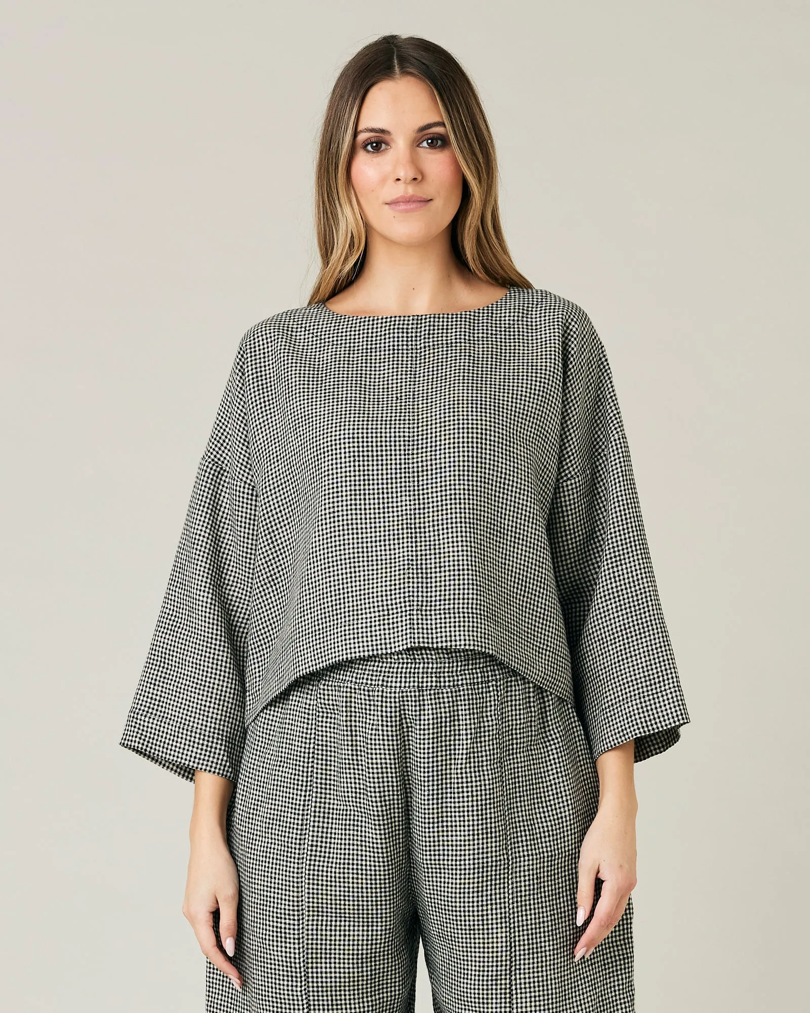 Lily Black & Stone Micro Gingham Top sold by Beyond Nine