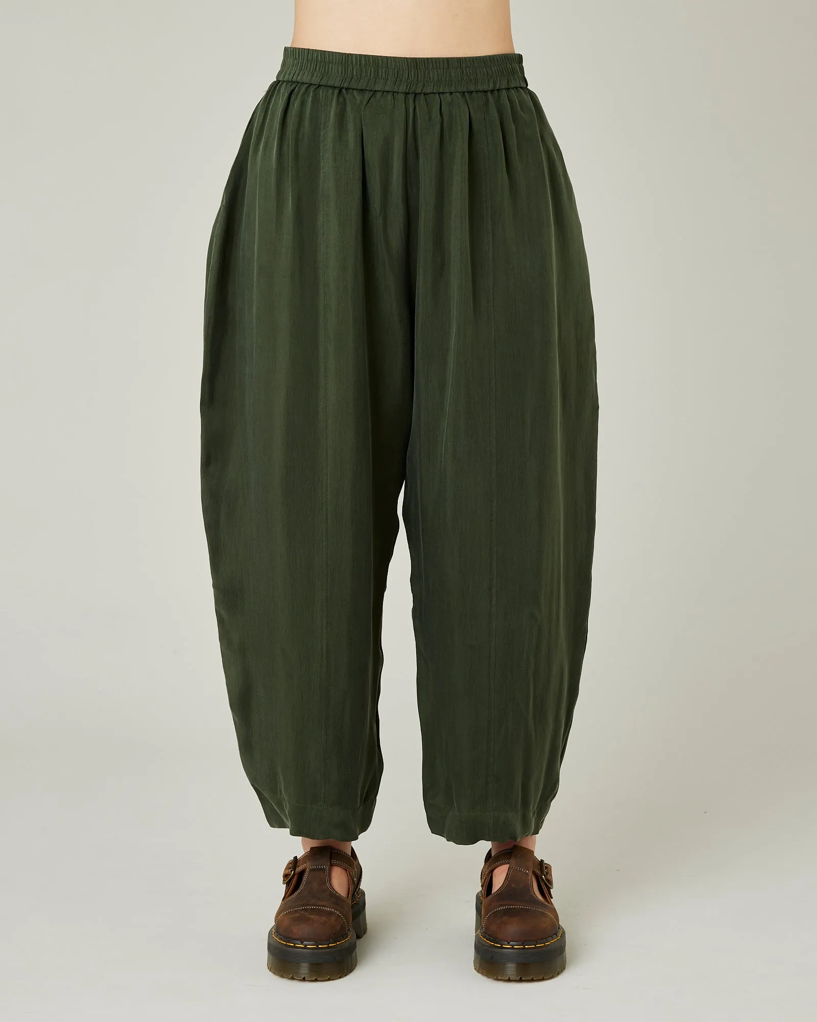 Mabel Dark Khaki Cupro Trousers sold by Beyond Nine
