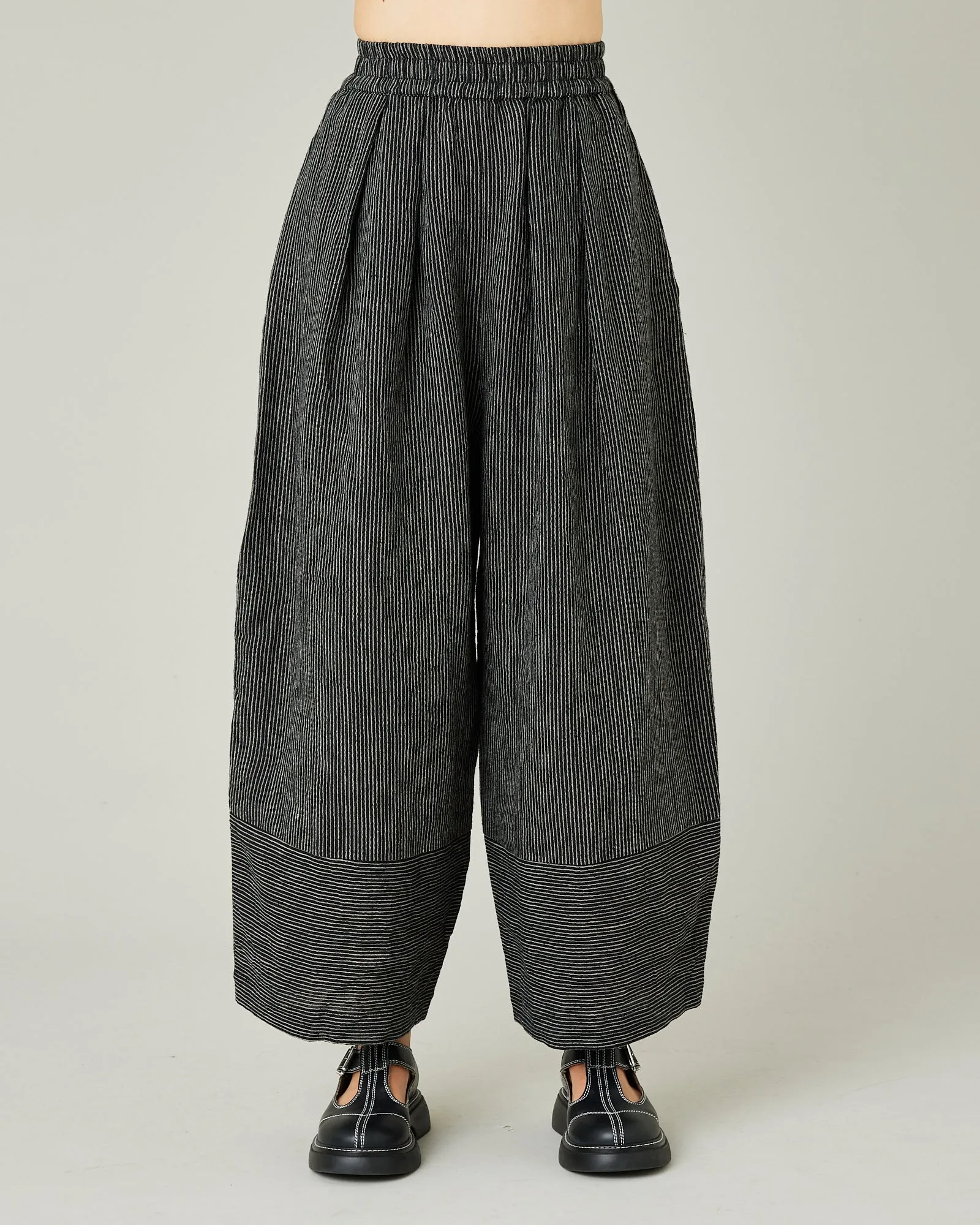 Bobbi Black & Ecru Pencil Stripe Linen Trousers sold by Beyond Nine