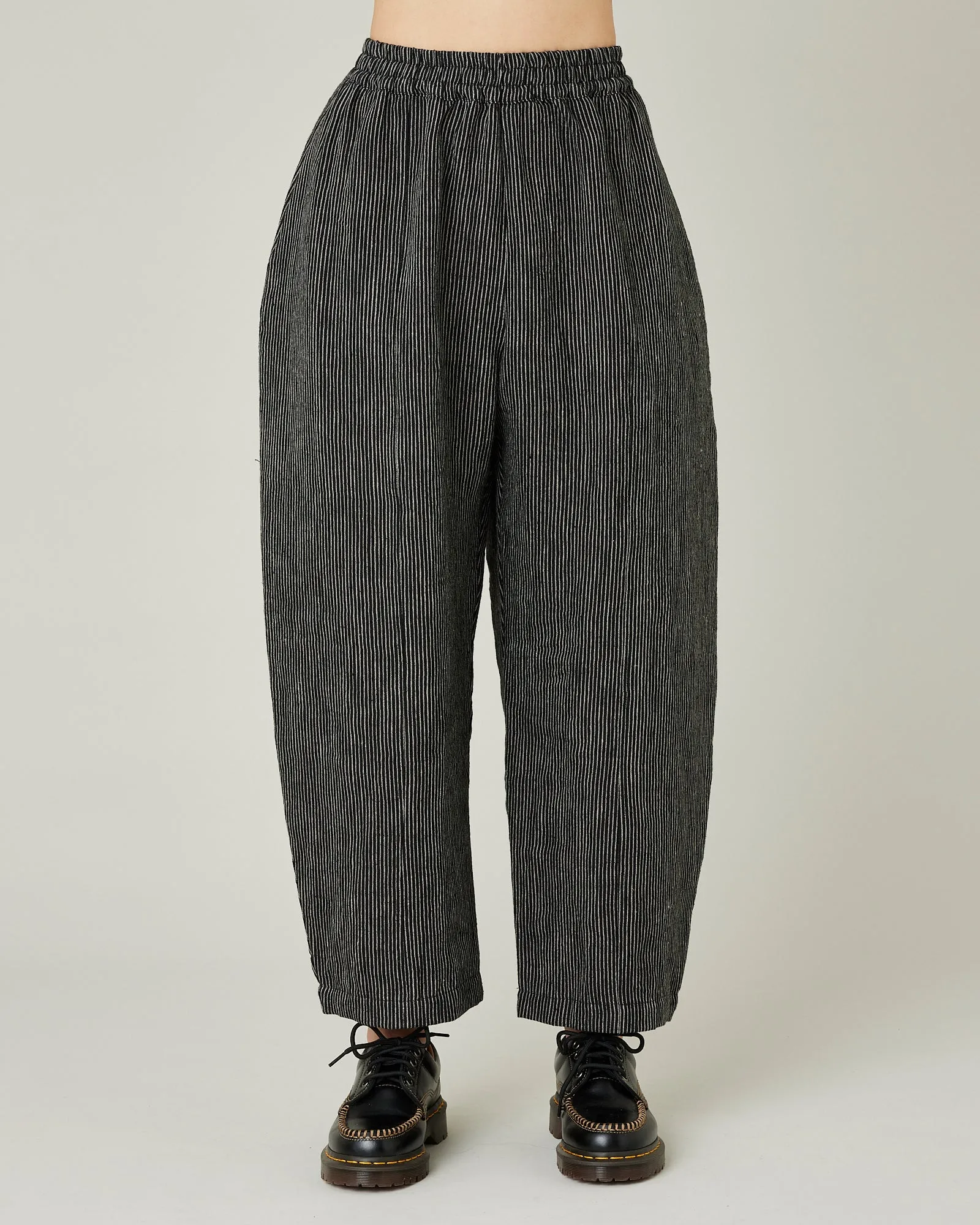 Mabel Black & Ecru Pencil Stripe Linen Trousers sold by Beyond Nine