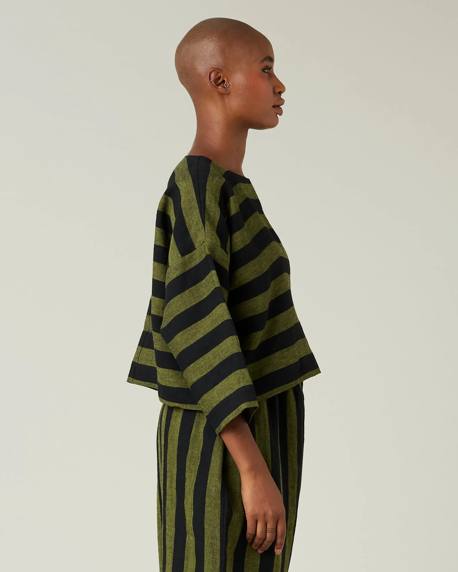 Lily Black & Olive Stripe Linen Top sold by Beyond Nine product image thumbnail 4