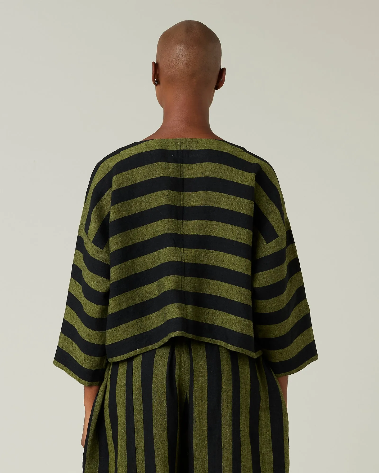 Lily Black & Olive Stripe Linen Top sold by Beyond Nine product image thumbnail 3