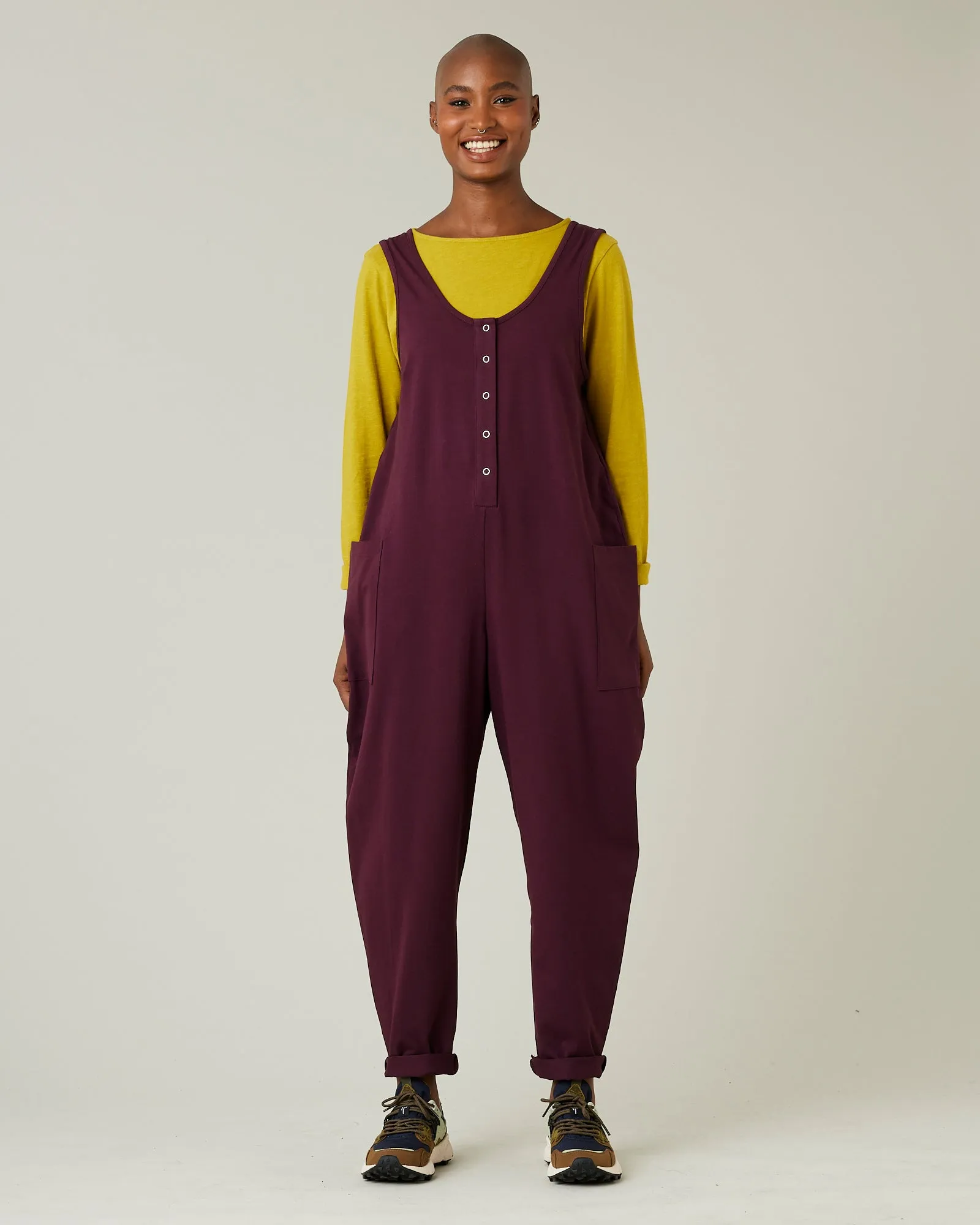 Poppy Wine Cotton Jersey Jumpsuit sold by Beyond Nine