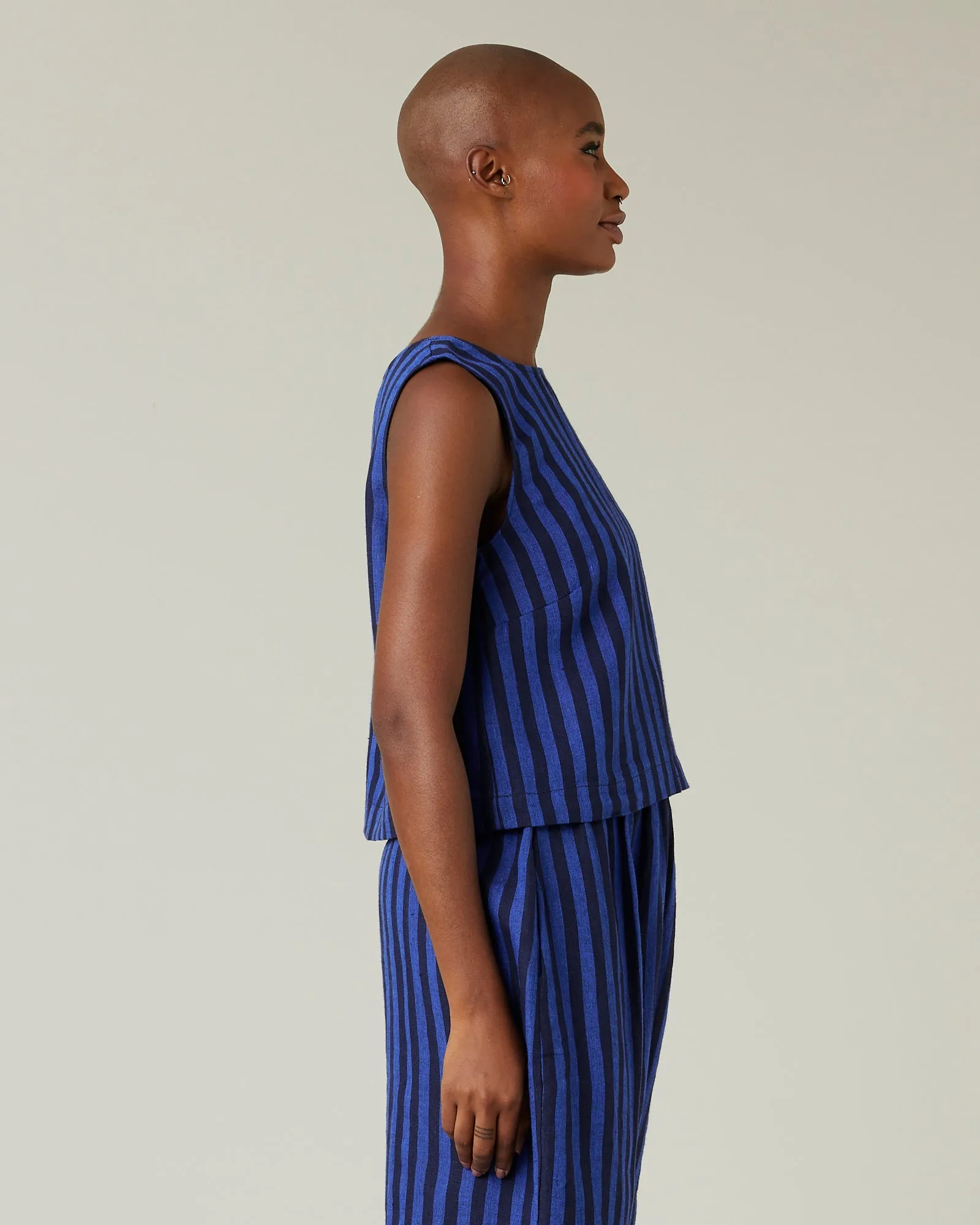 Esme Indigo Stripe Linen Top sold by Beyond Nine product image thumbnail 4