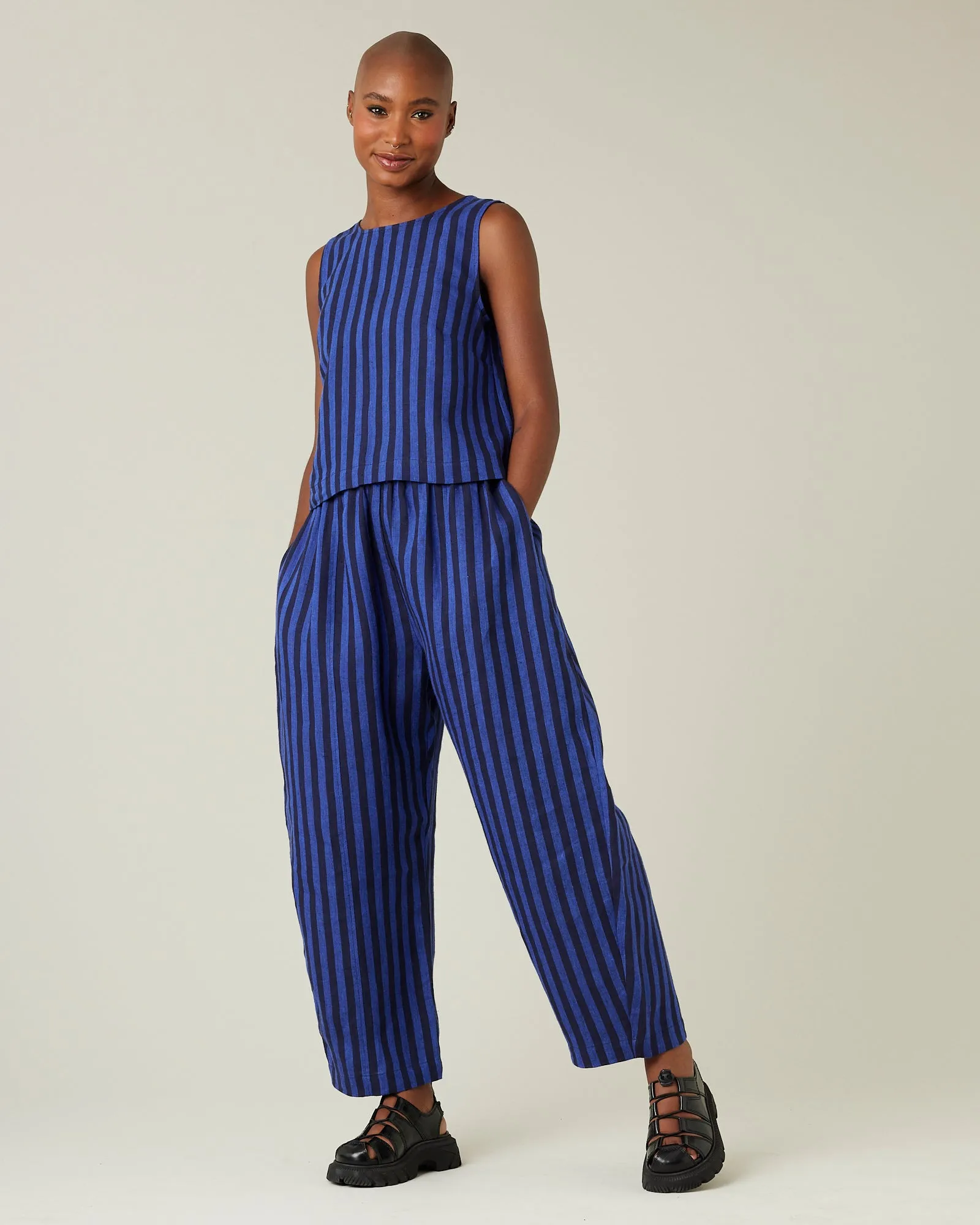 Esme Indigo Stripe Linen Top sold by Beyond Nine product image thumbnail 5