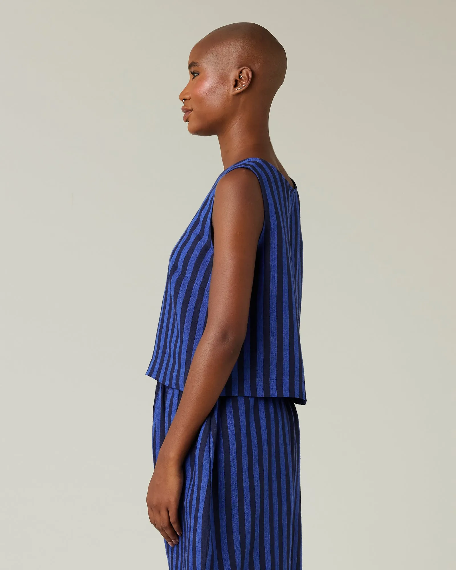 Esme Indigo Stripe Linen Top sold by Beyond Nine product image thumbnail 2