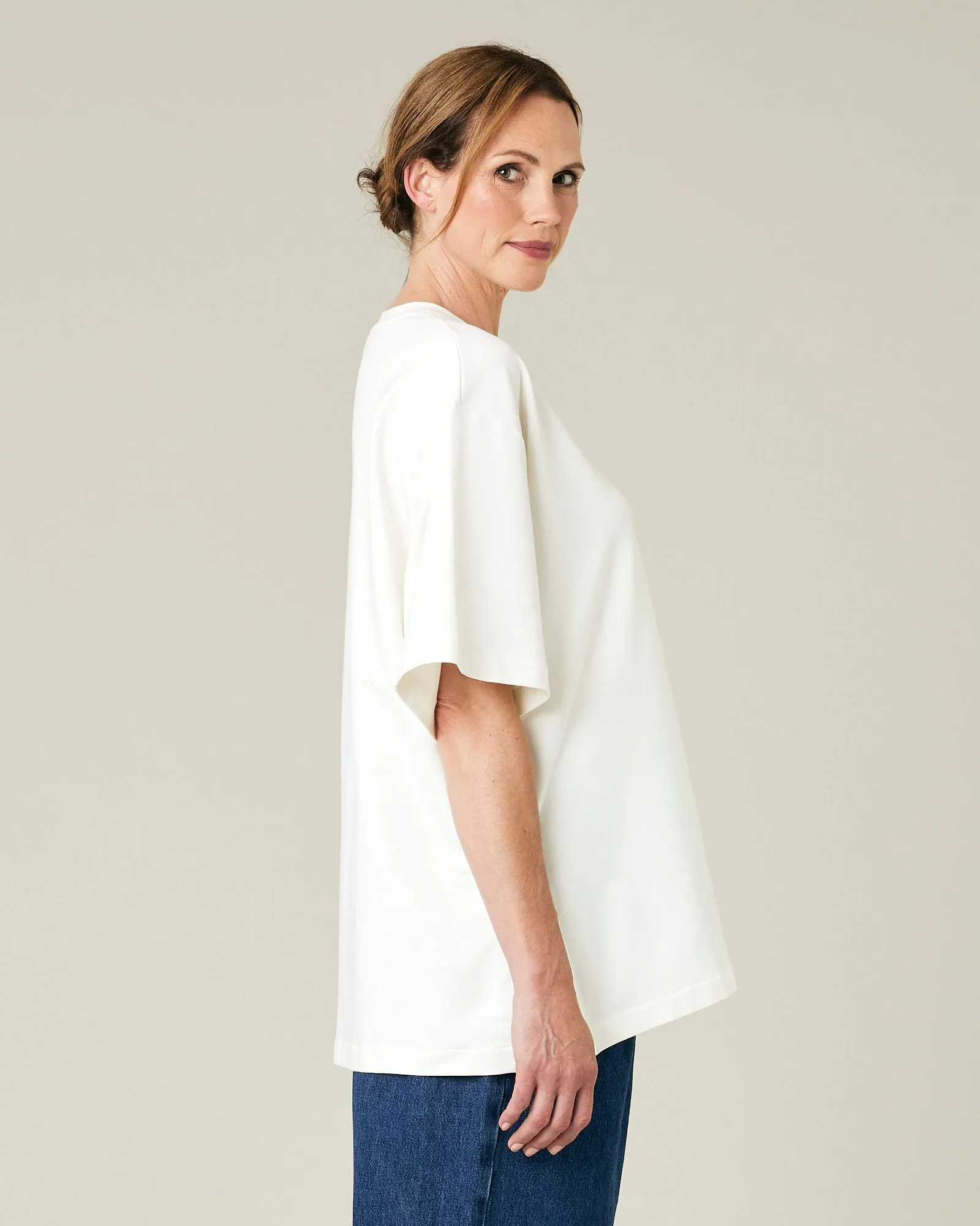 Jude Off White Cotton Jersey Short Drop Sleeve Top sold by Beyond Nine product image thumbnail 4